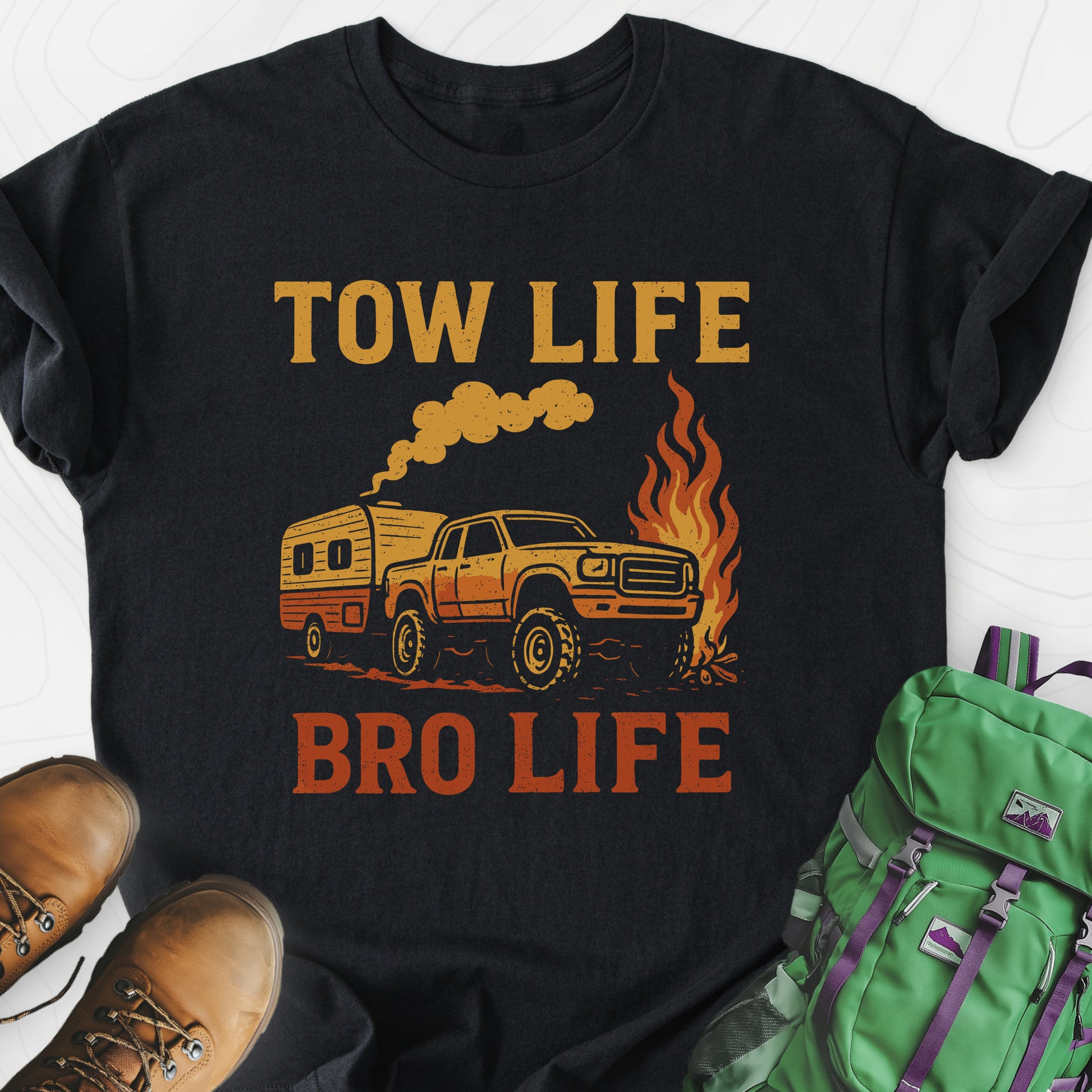 Tow Life, Bro Life Black front print lightweight T-shirt