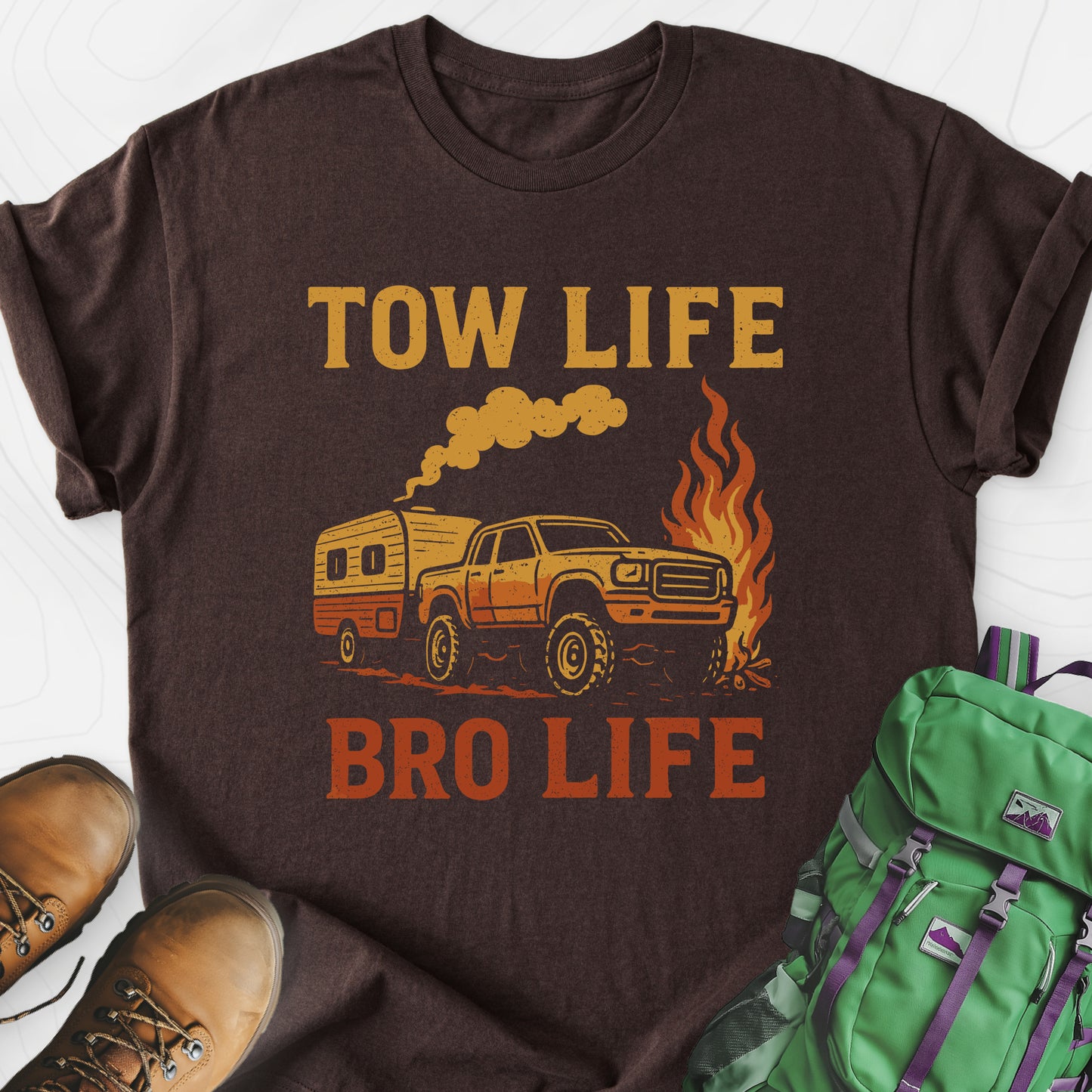 Tow Life, Bro Life Dark Chocolate front print lightweight T-shirt
