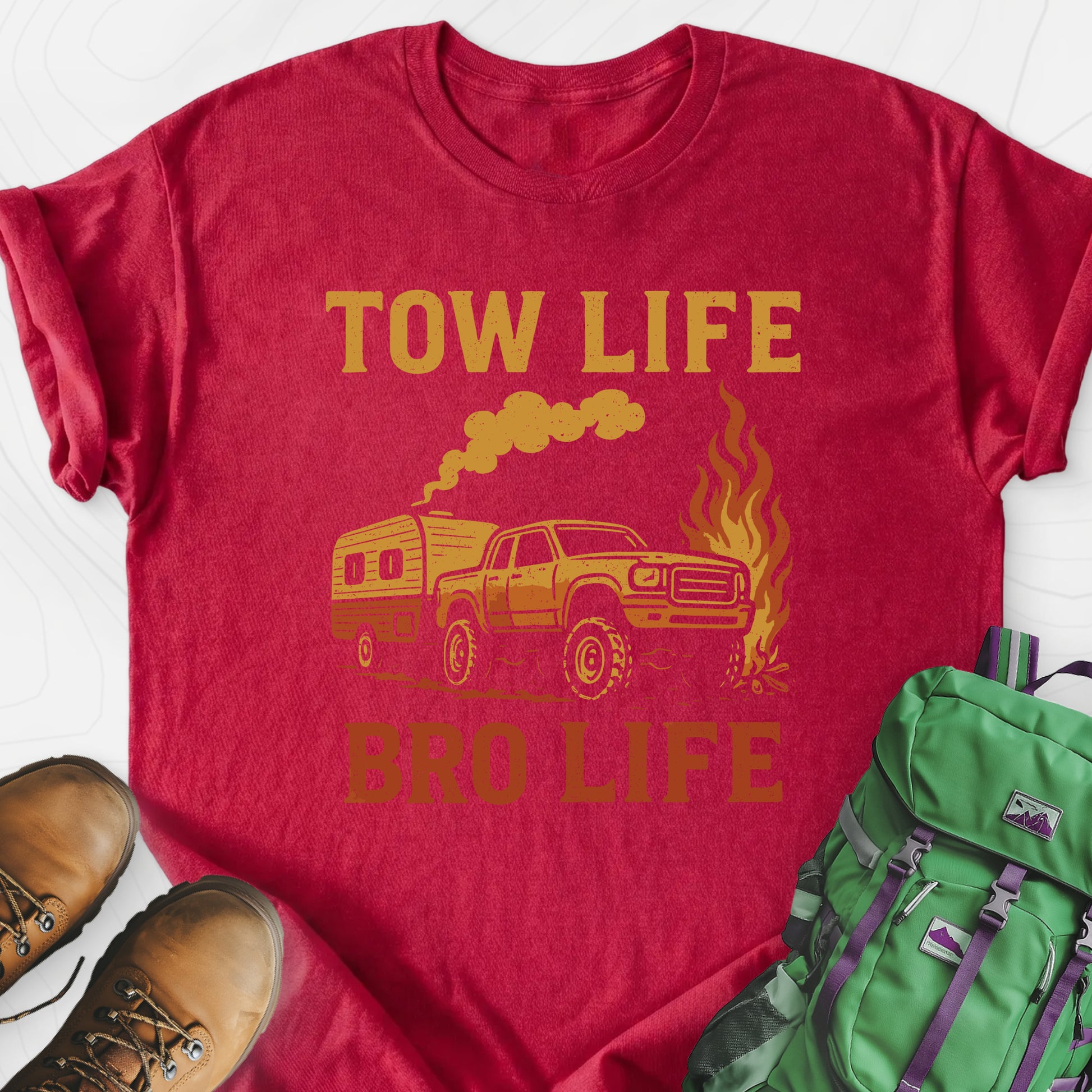 Tow Life, Bro Life Heather Red front print lightweight T-shirt