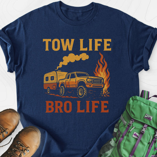 Tow Life, Bro Life Navy front print lightweight T-shirt