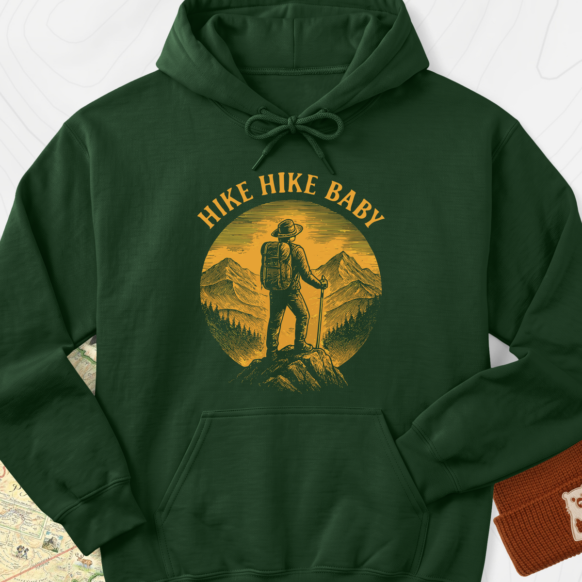 Hike Hike Baby Hoodie - Forest Green