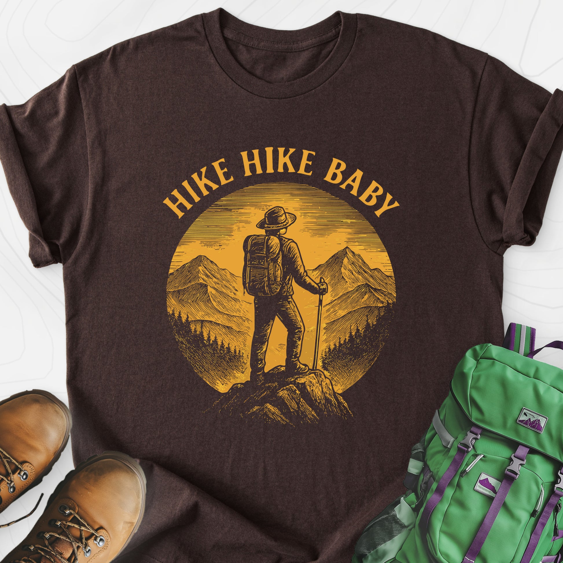 Hike Hike Baby Dark Chocolate front print lightweight T-shirt