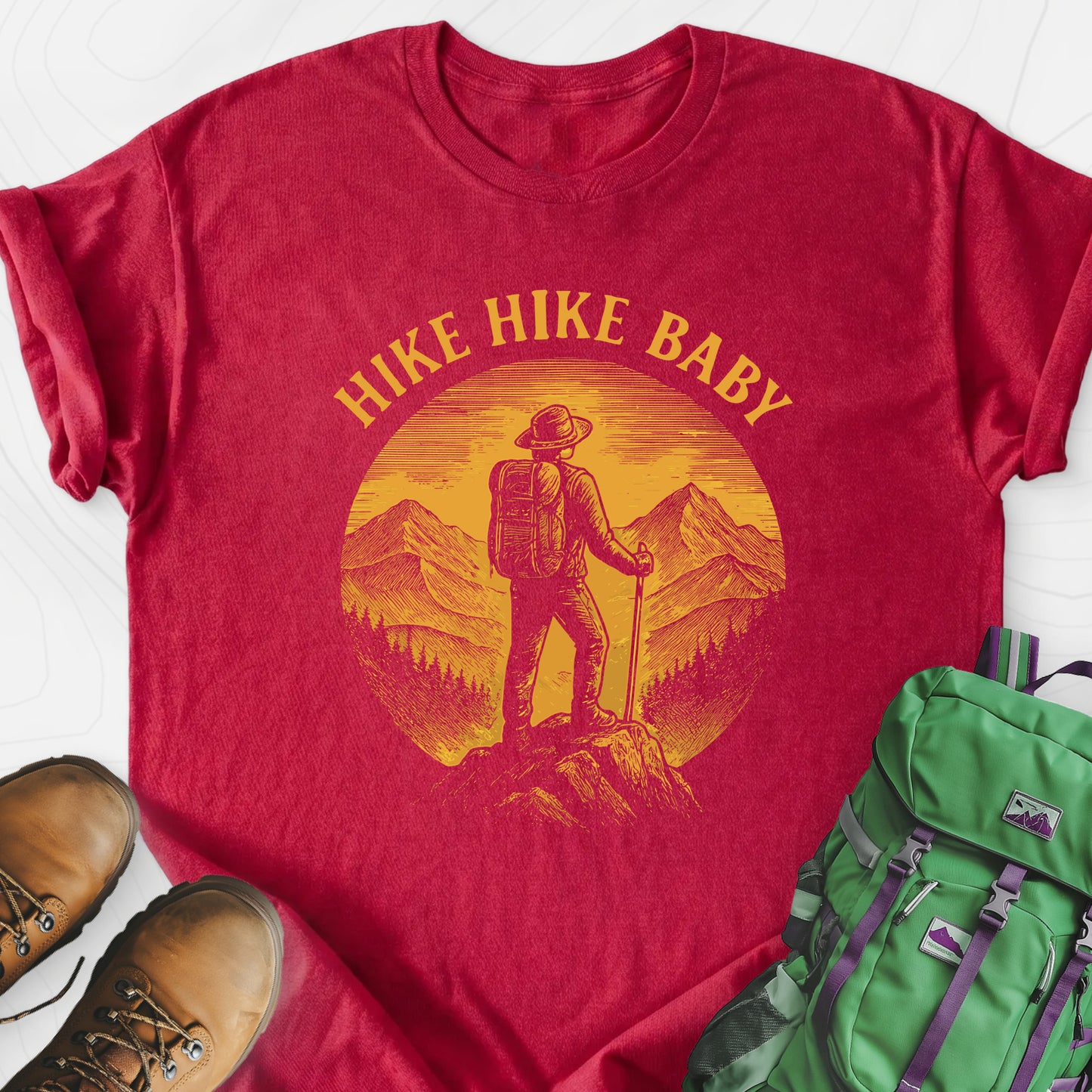 Hike Hike Baby Heather Red front print lightweight T-shirt