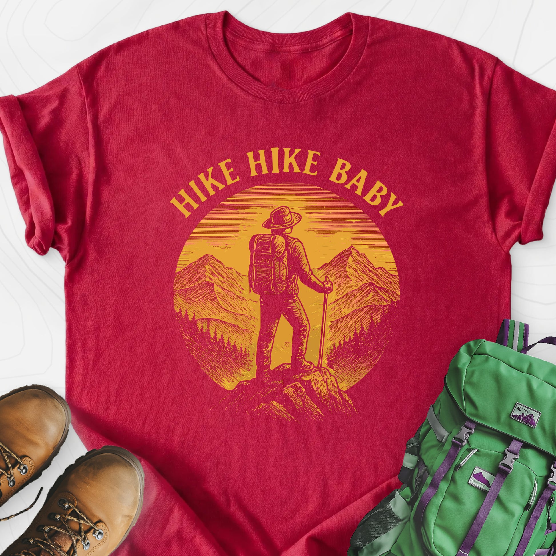 Hike Hike Baby Heather Red front print lightweight T-shirt