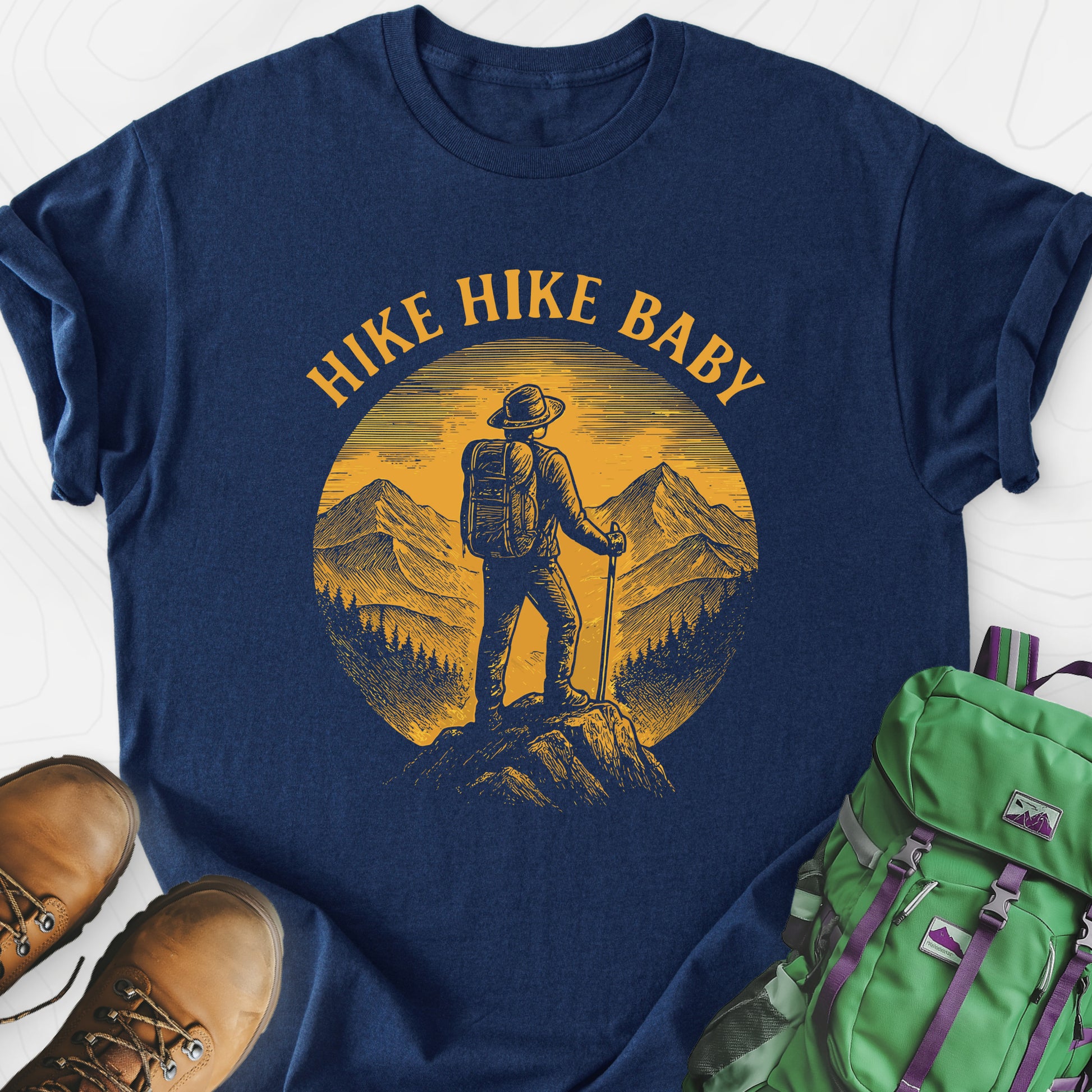 Hike Hike Baby Navy front print lightweight T-shirt