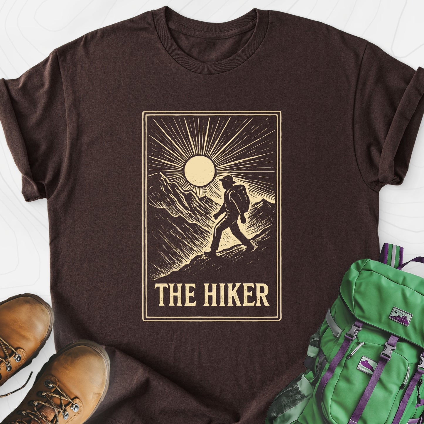The Hiker Dark Chocolate front print lightweight T-shirt
