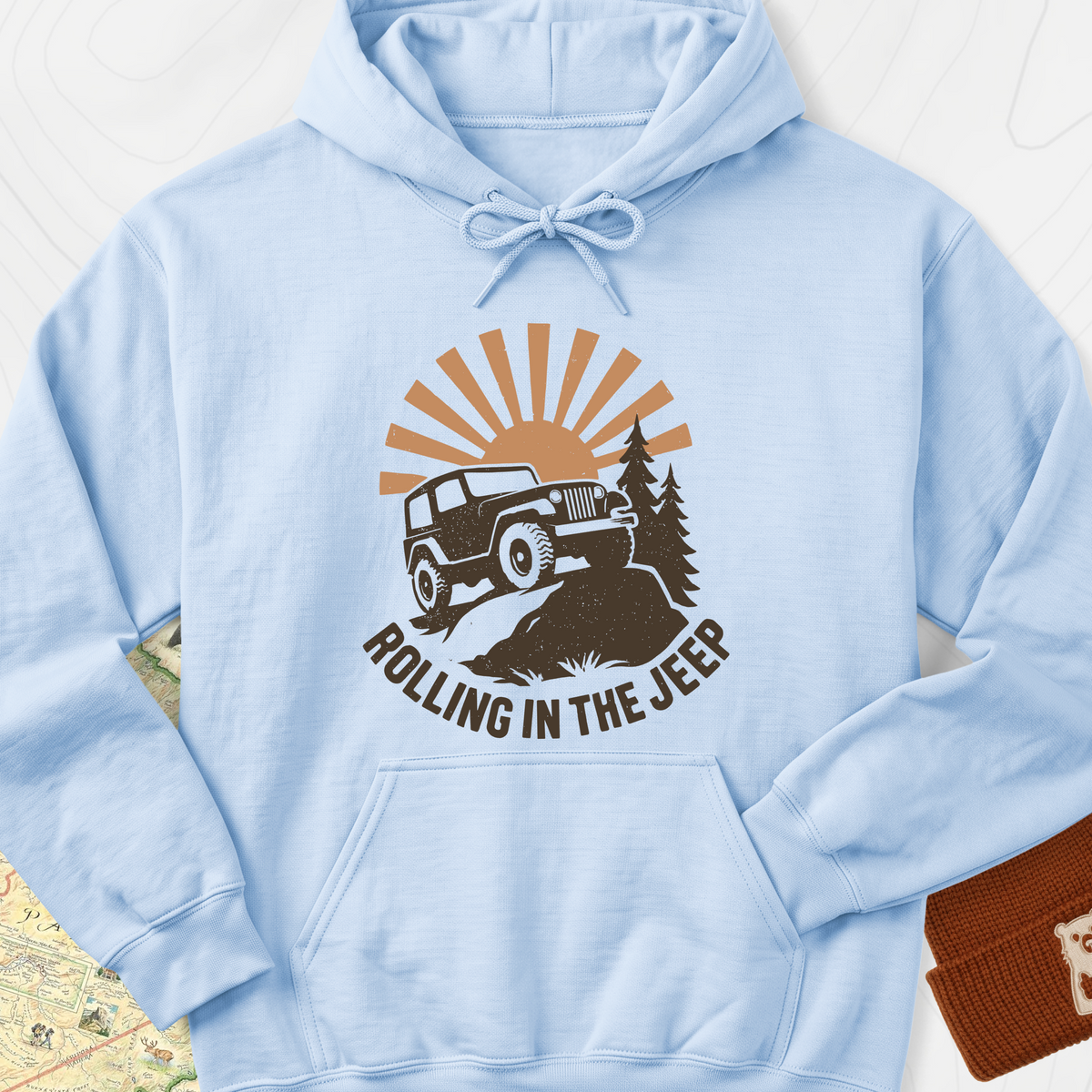 Rolling in the Jeep Hoodie - Light Blue