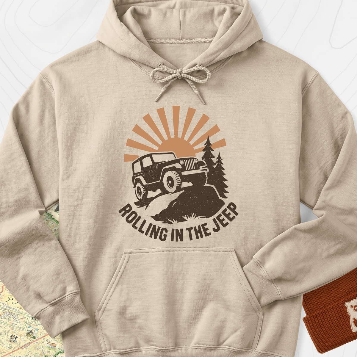 Rolling in the Jeep Hoodie - Sand
