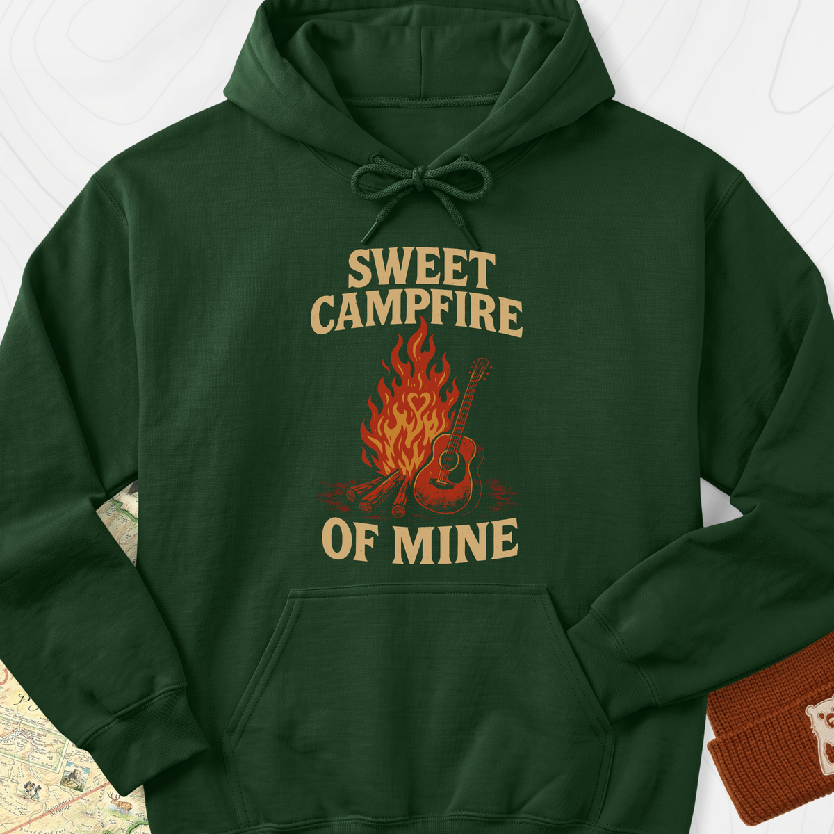 Sweet Campfire of Mine Hoodie - Forest Green