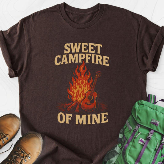 Sweet Campfire of Mine Dark Chocolate front print lightweight T-shirt