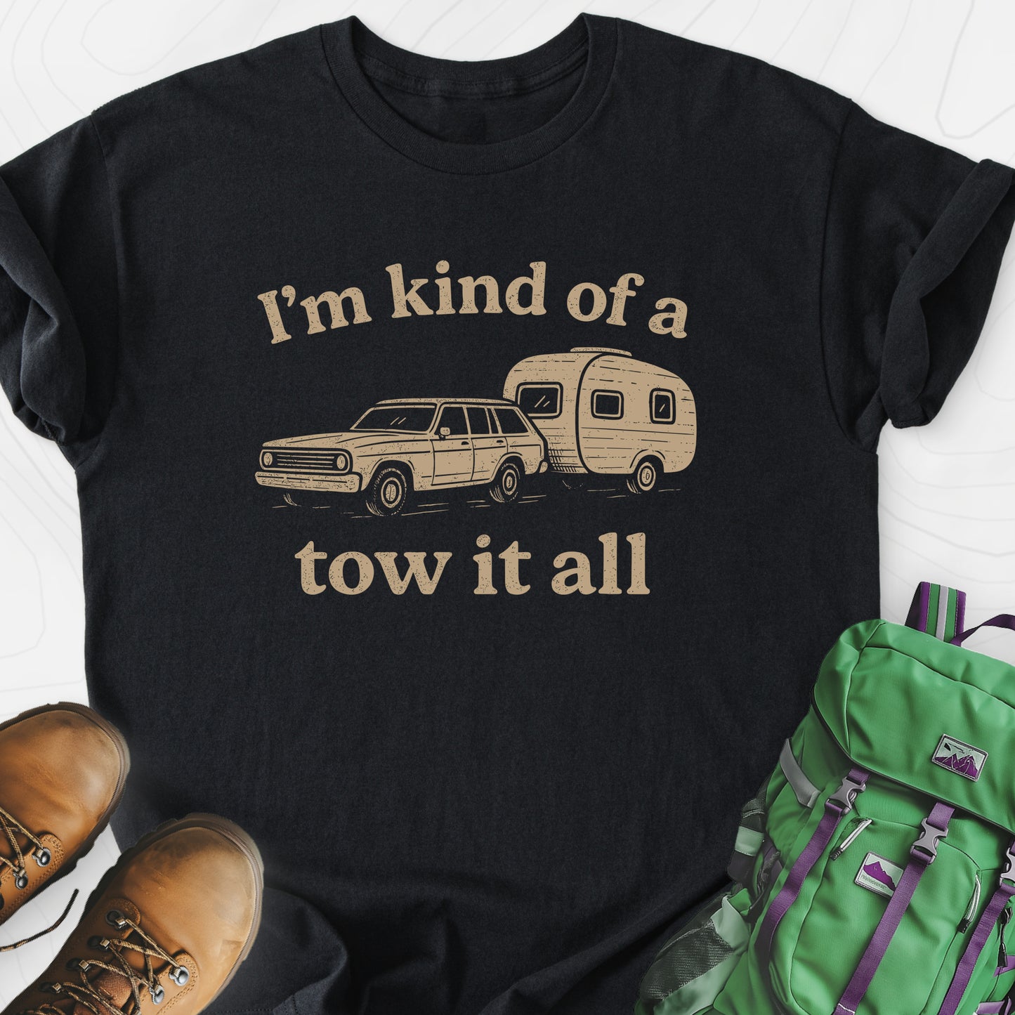 I'm Kind of a Tow It All Black front print lightweight T-shirt