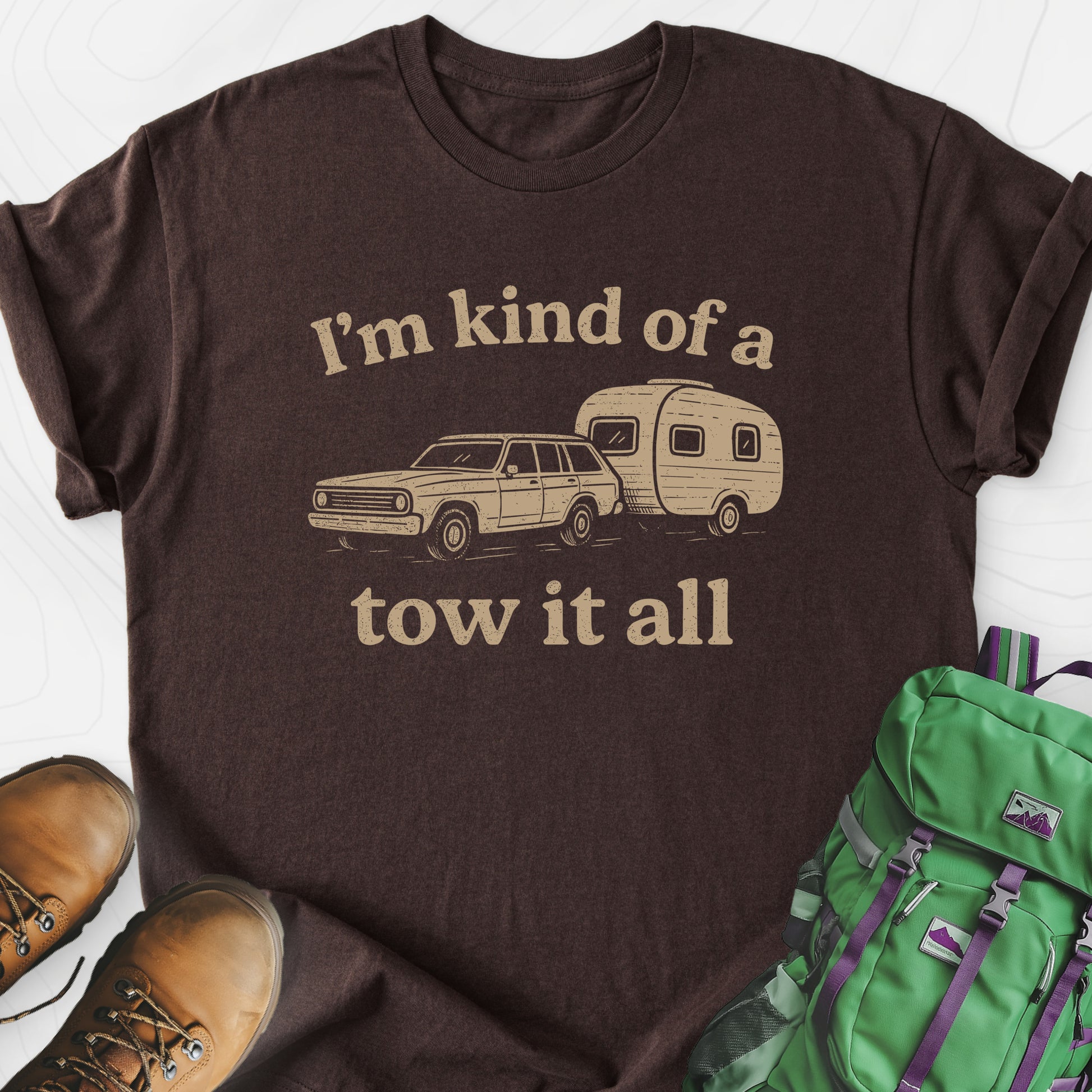 I'm Kind of a Tow It All Dark Chocolate front print lightweight T-shirt