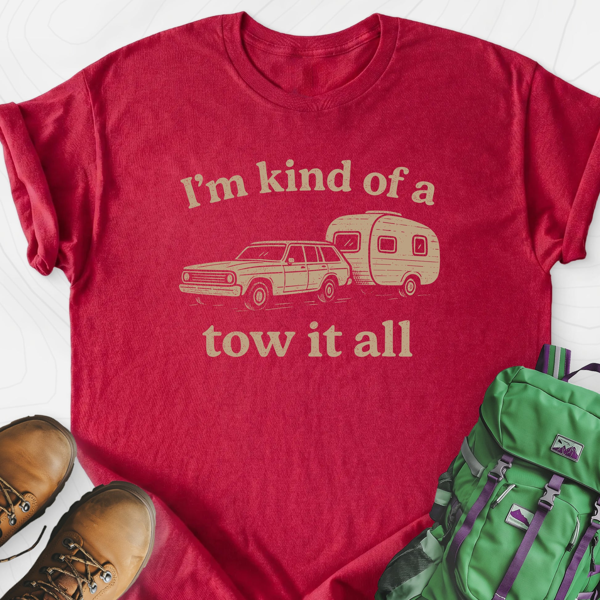 I'm Kind of a Tow It All Heather Red front print lightweight T-shirt