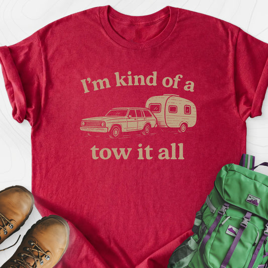 I'm Kind of a Tow It All Heather Red front print lightweight T-shirt
