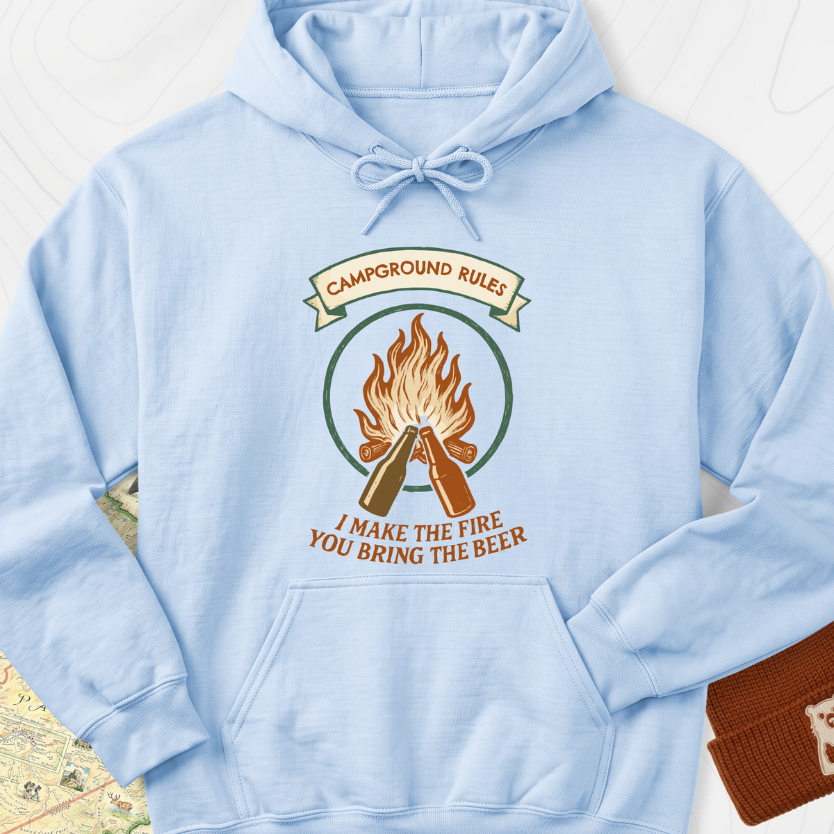 Campground Rules Hoodie - Light Blue