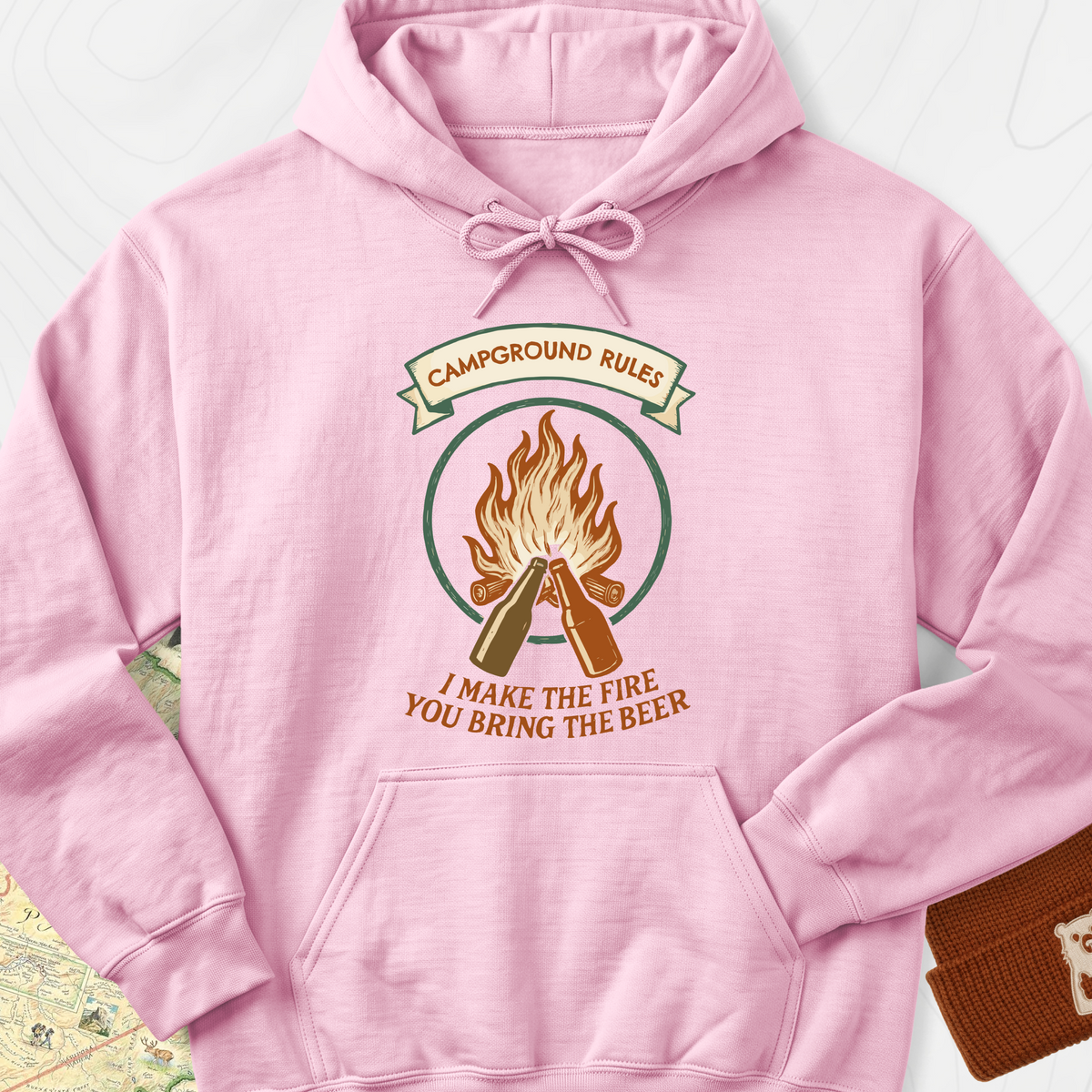 Campground Rules Hoodie - Light Pink