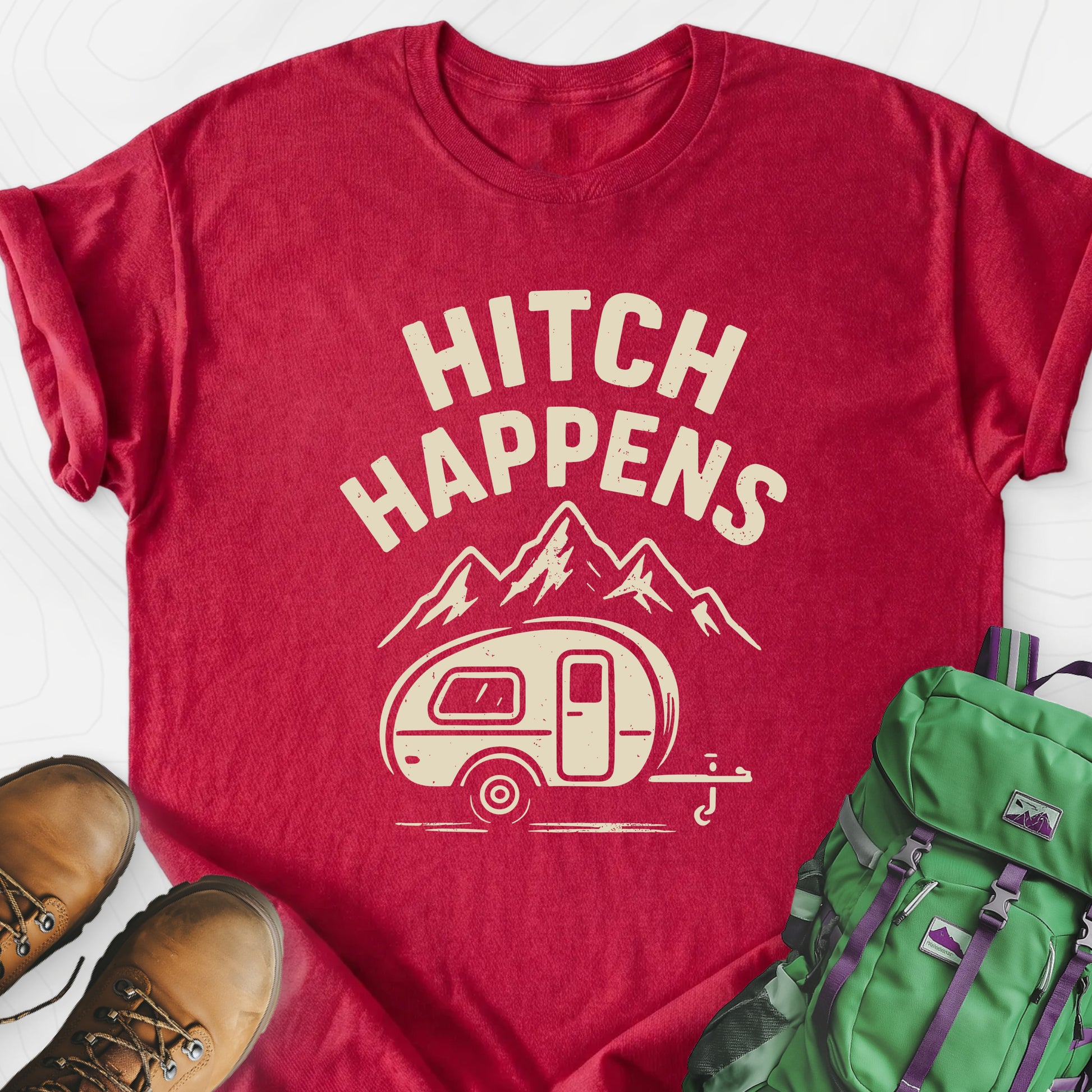 Hitch Happens Heather Red front print lightweight T-shirt