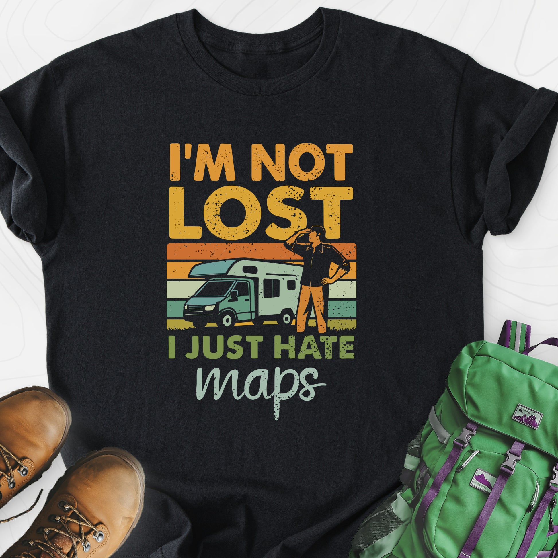 I’m Not Lost Black front print lightweight T-shirt