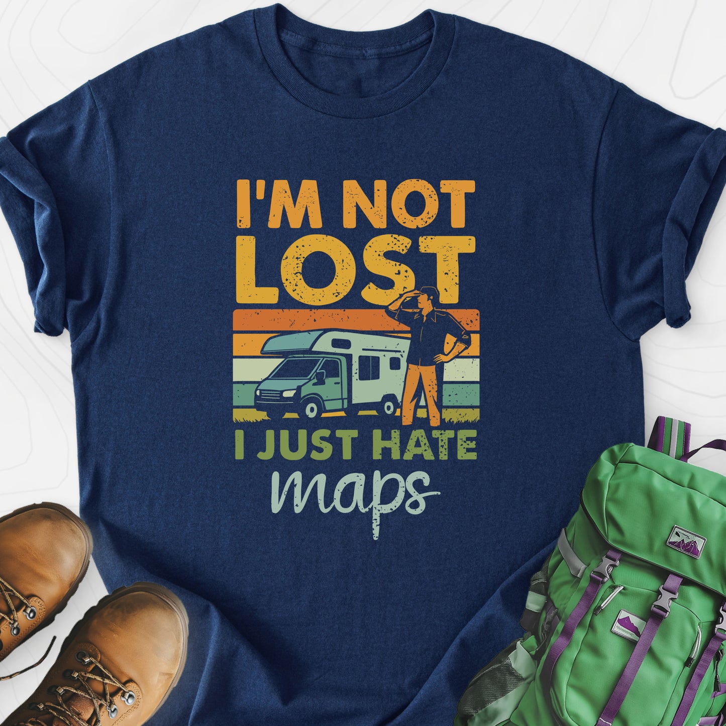 I’m Not Lost Navy front print lightweight T-shirt