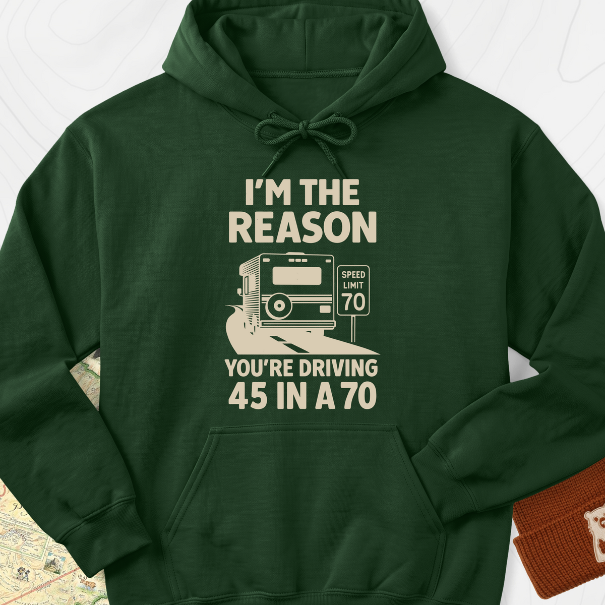 Driving 45 in a 70 Hoodie - Forest Green