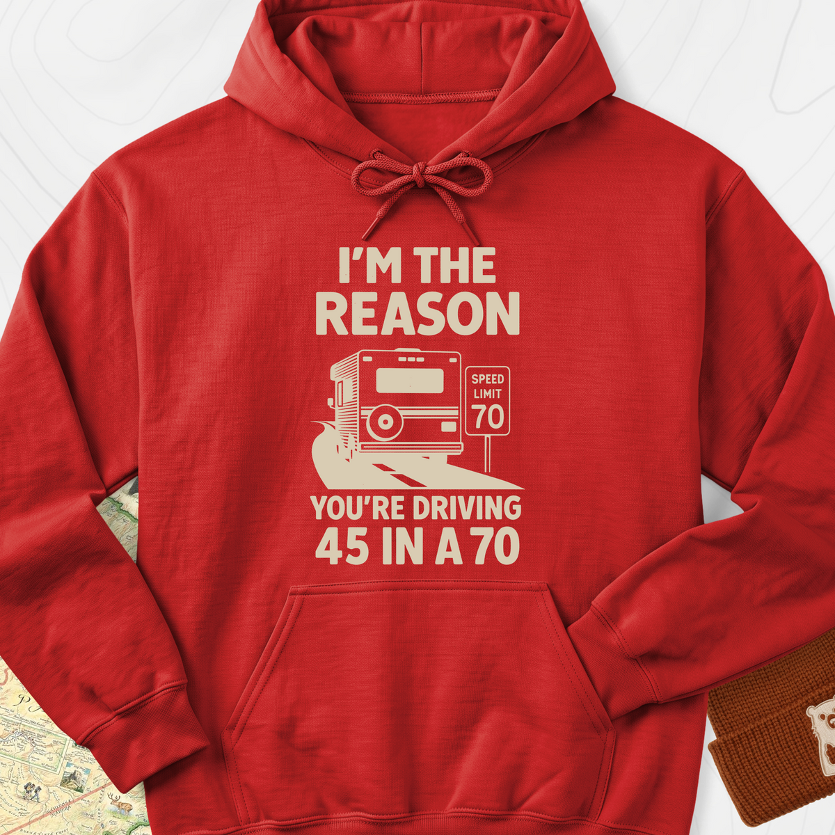 Driving 45 in a 70 Hoodie - Red