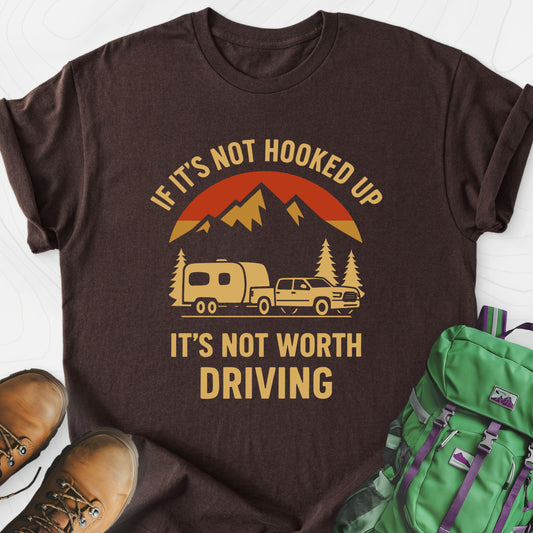 If It’s Not Hooked Up Dark Chocolate front print lightweight T-shirt