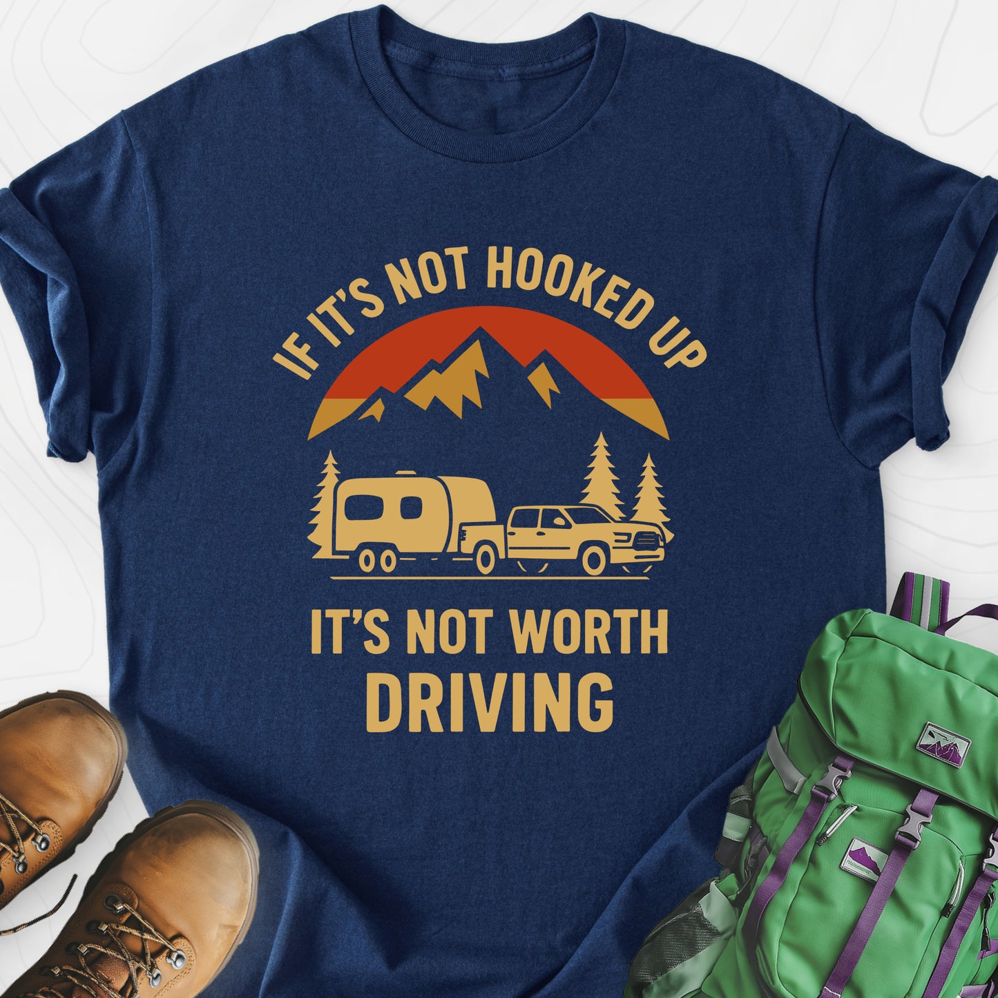 If It’s Not Hooked Up Navy front print lightweight T-shirt
