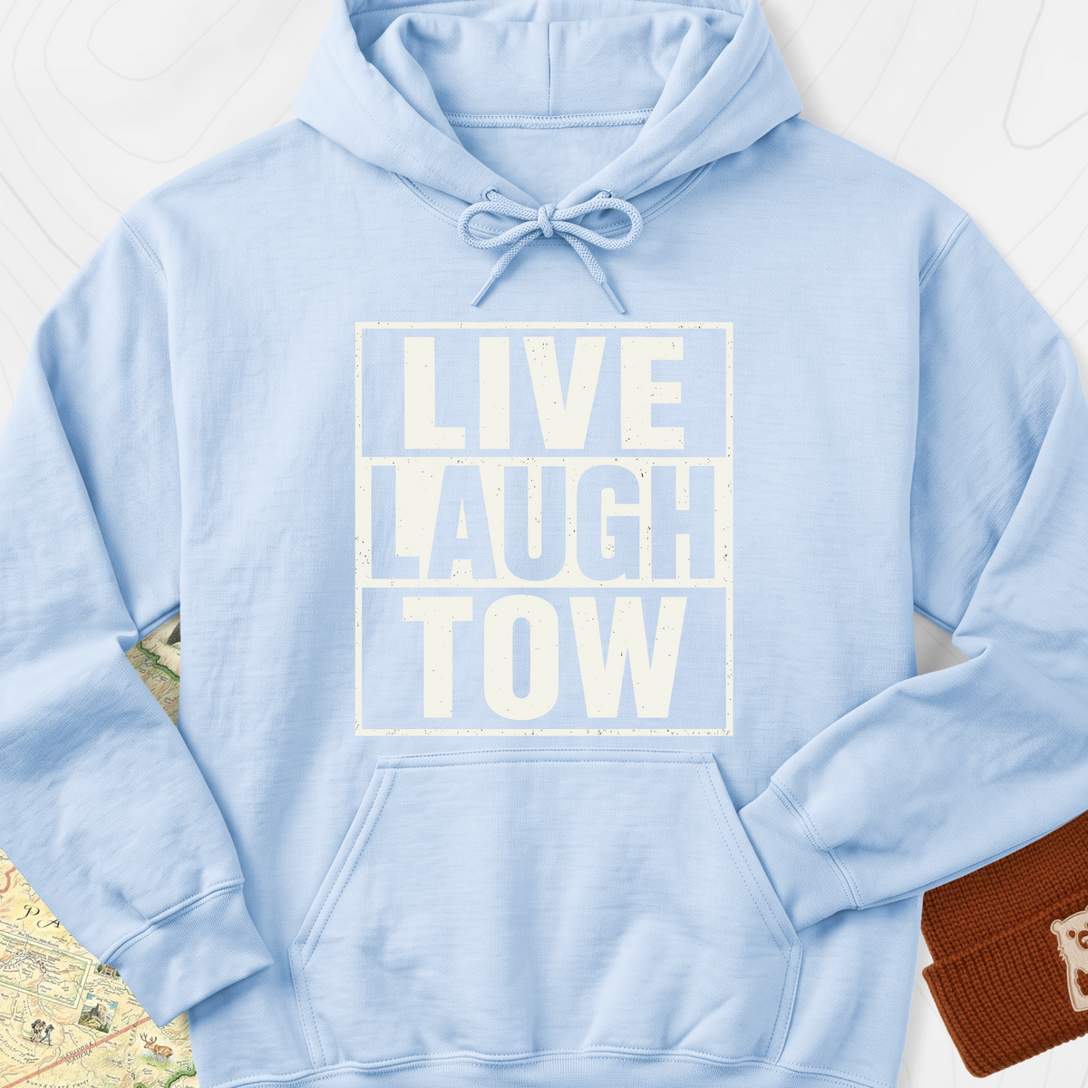 Live. Laugh. Tow. Hoodie - Light Blue