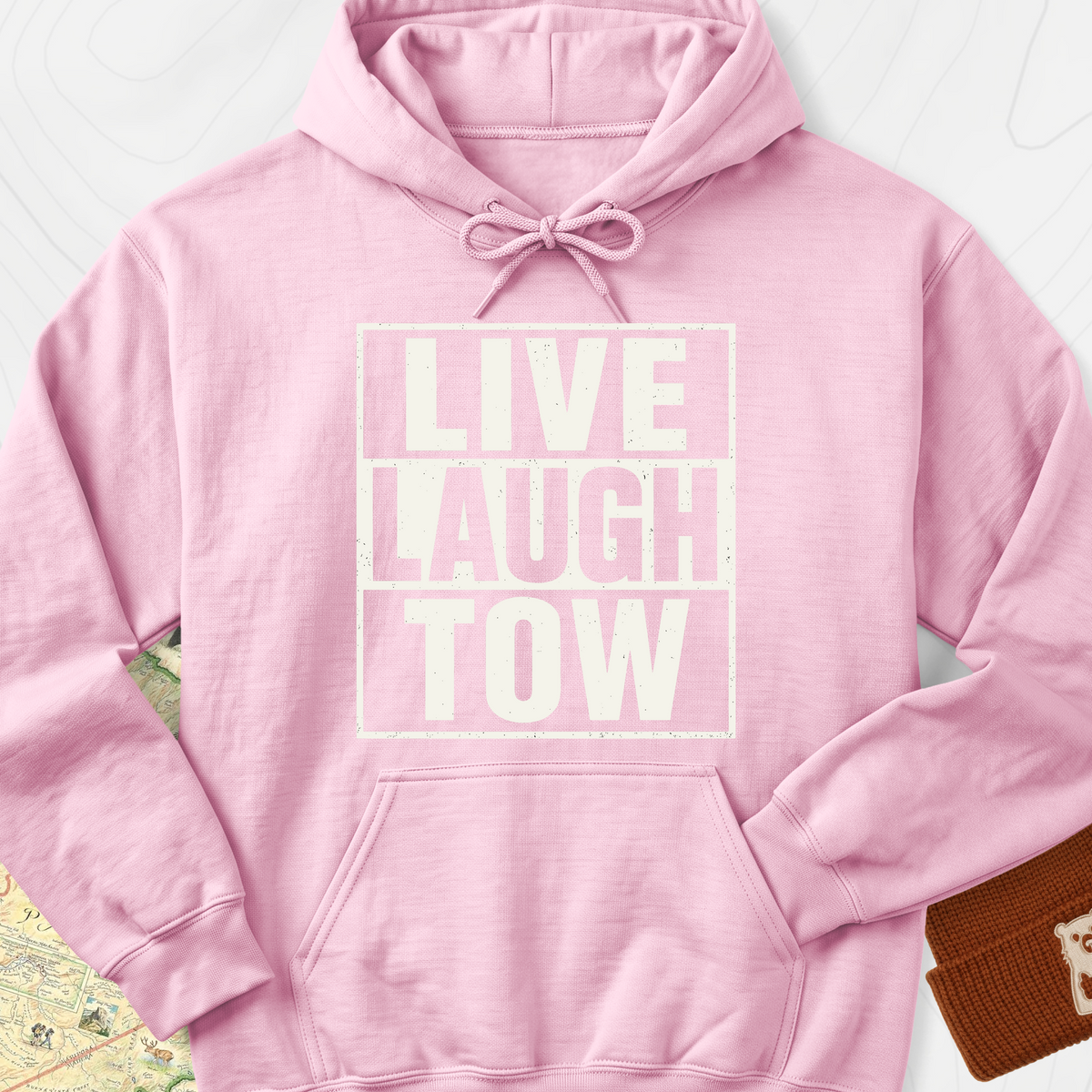 Live. Laugh. Tow. Hoodie - Light Pink