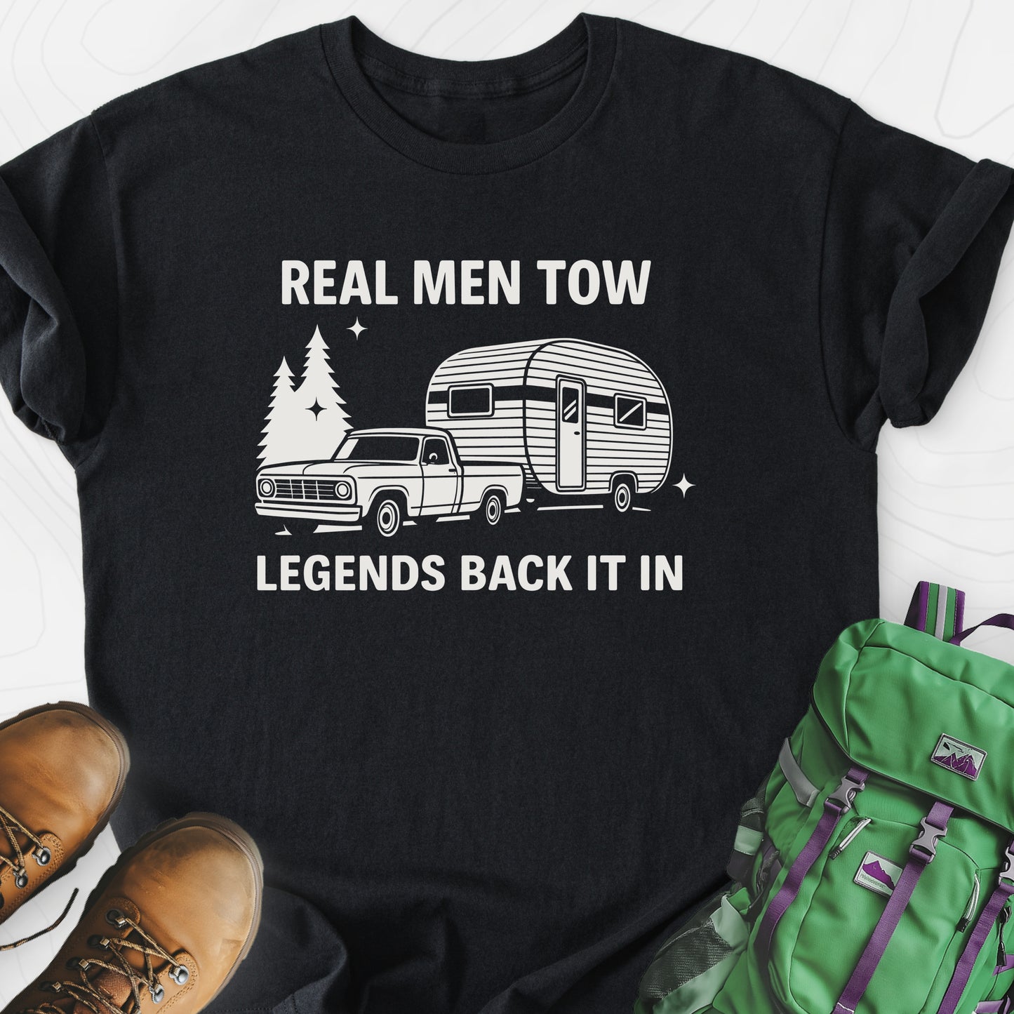 Real Men Tow Black front print lightweight T-shirt
