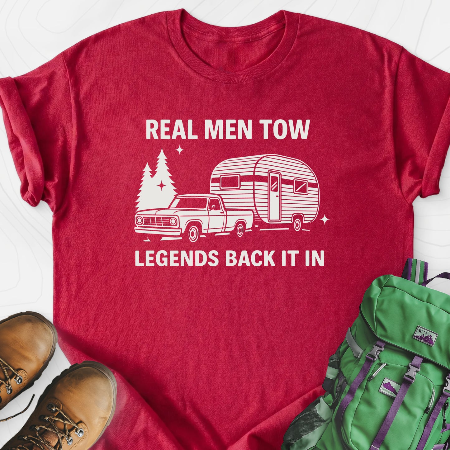 Real Men Tow Heather Red front print lightweight T-shirt