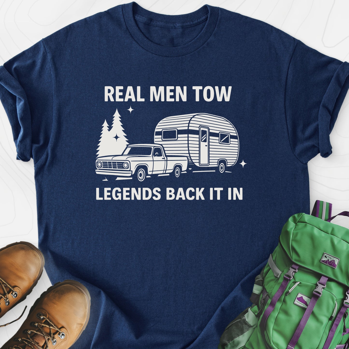 Real Men Tow Navy front print lightweight T-shirt
