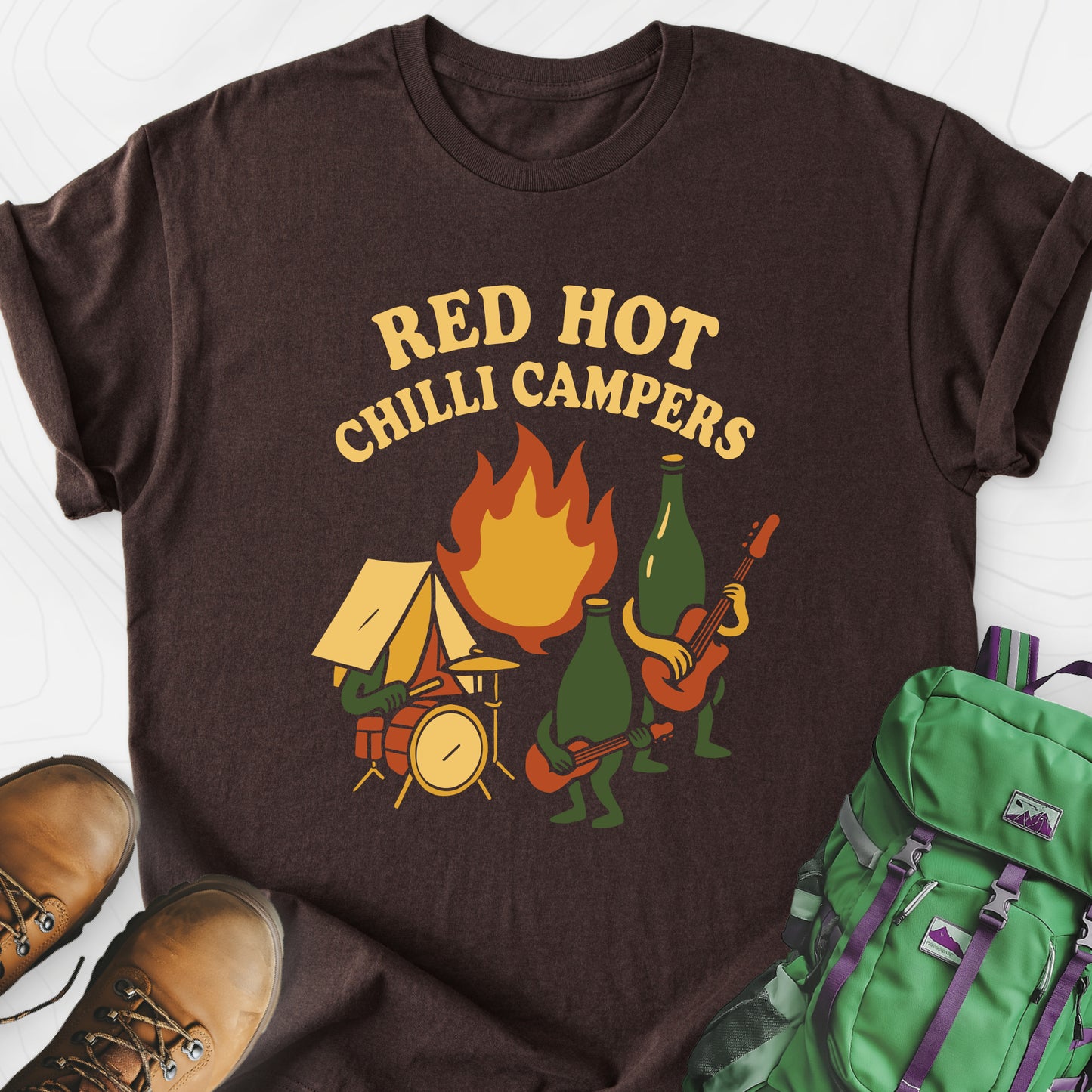 Red Hot Chilli Campers Dark Chocolate front print lightweight T-shirt