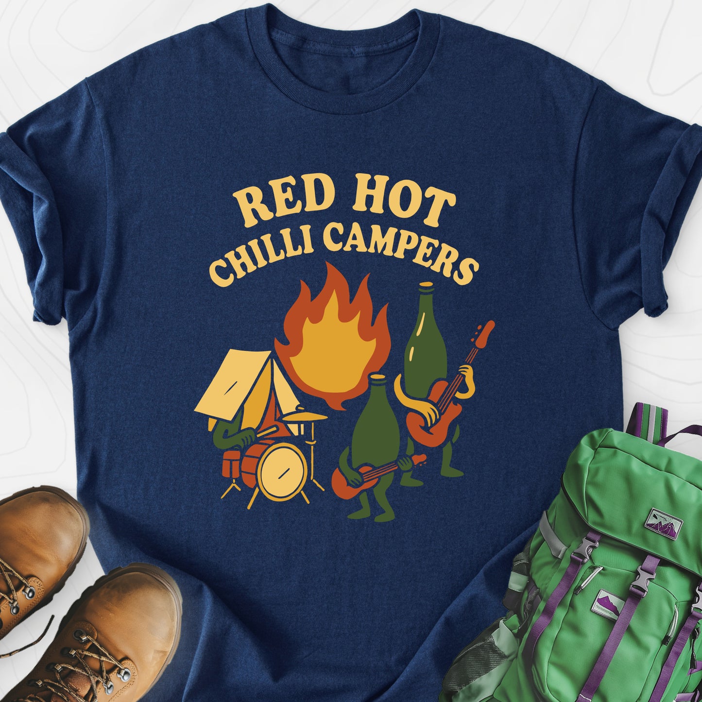 Red Hot Chilli Campers Navy front print lightweight T-shirt
