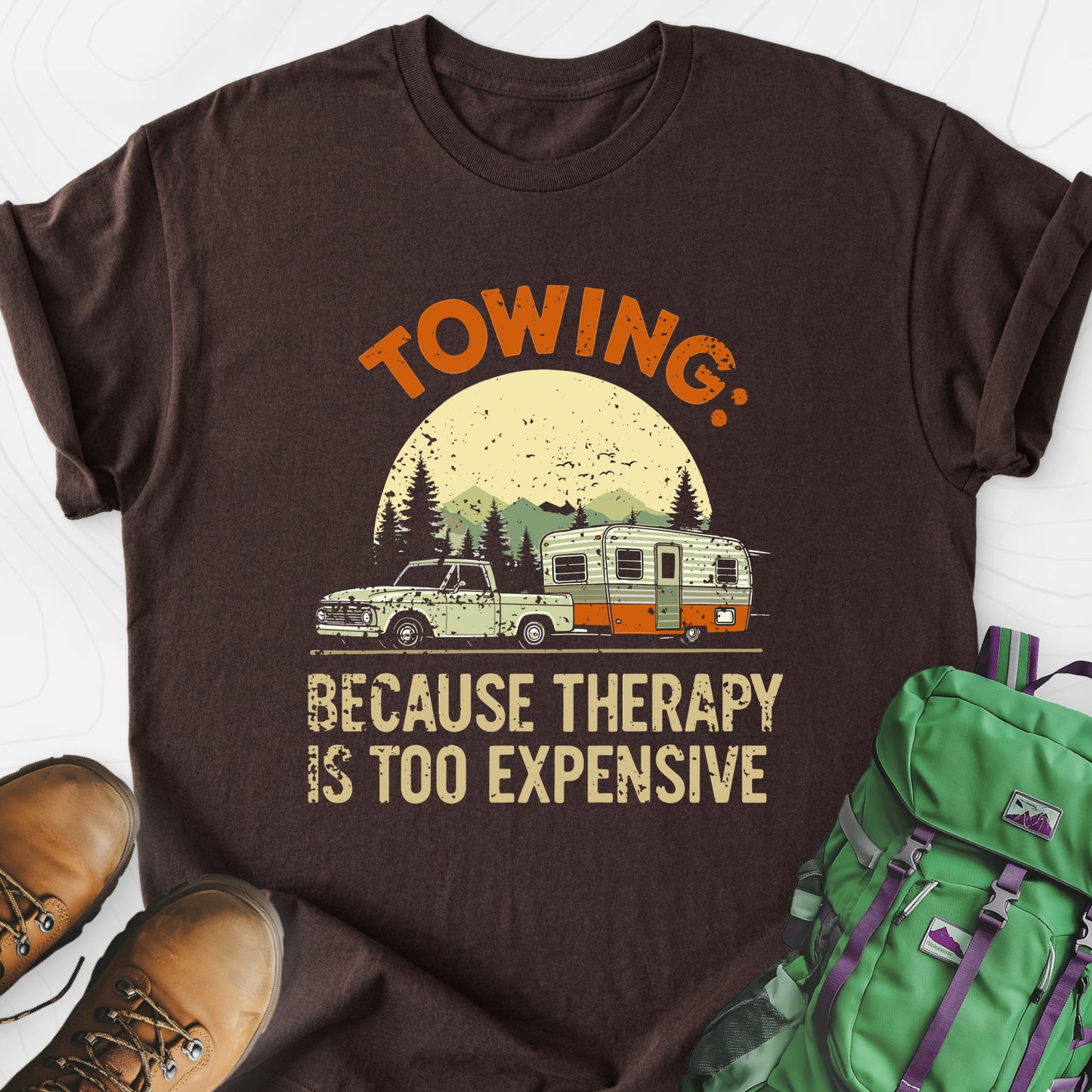 Therapy is Too Expensive Dark Chocolate front print lightweight T-shirt