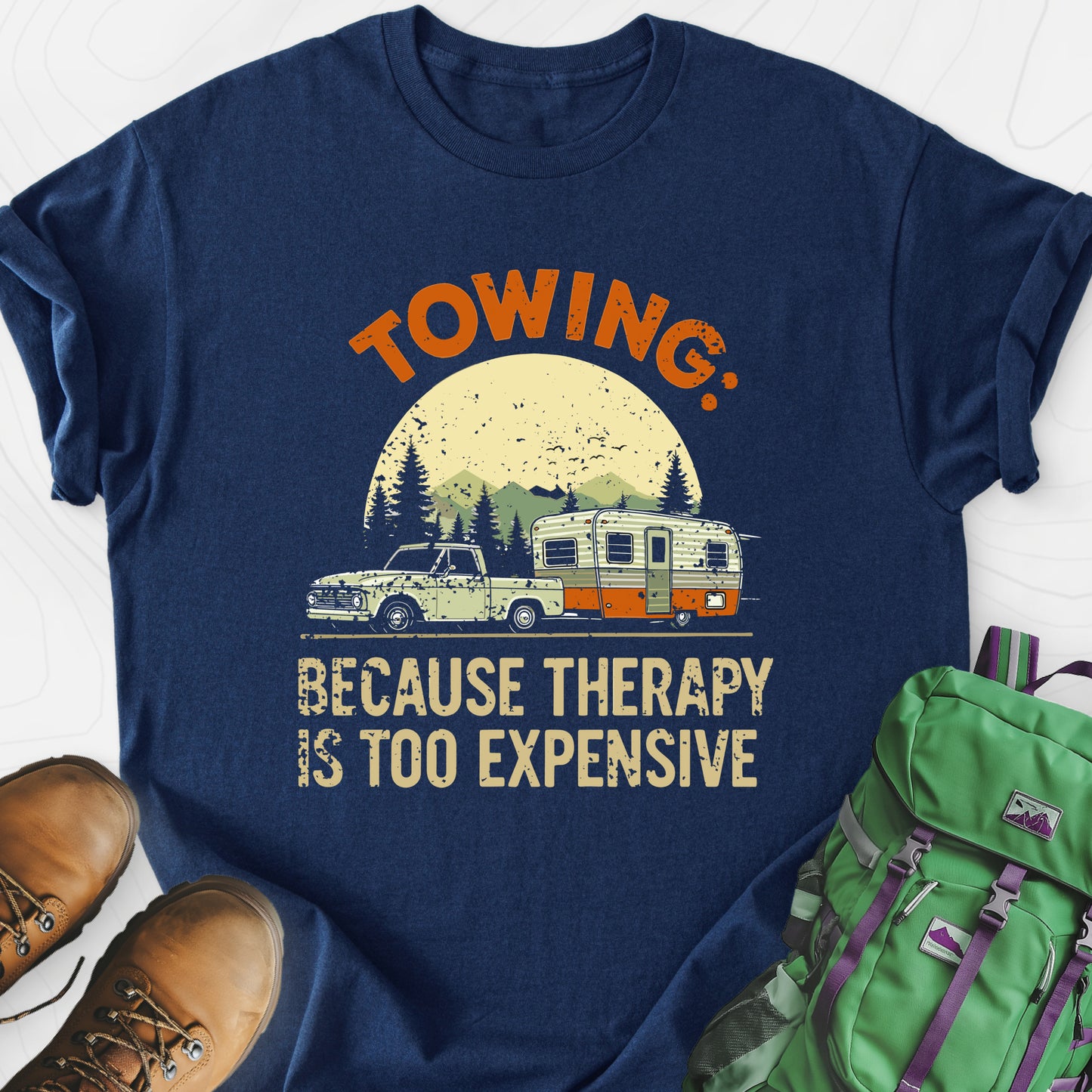 Therapy is Too Expensive Navy front print lightweight T-shirt