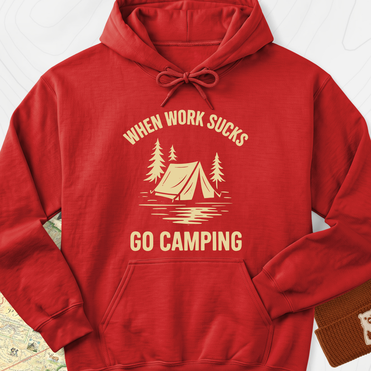When Work Sucks Go Camping Hoodie - Red