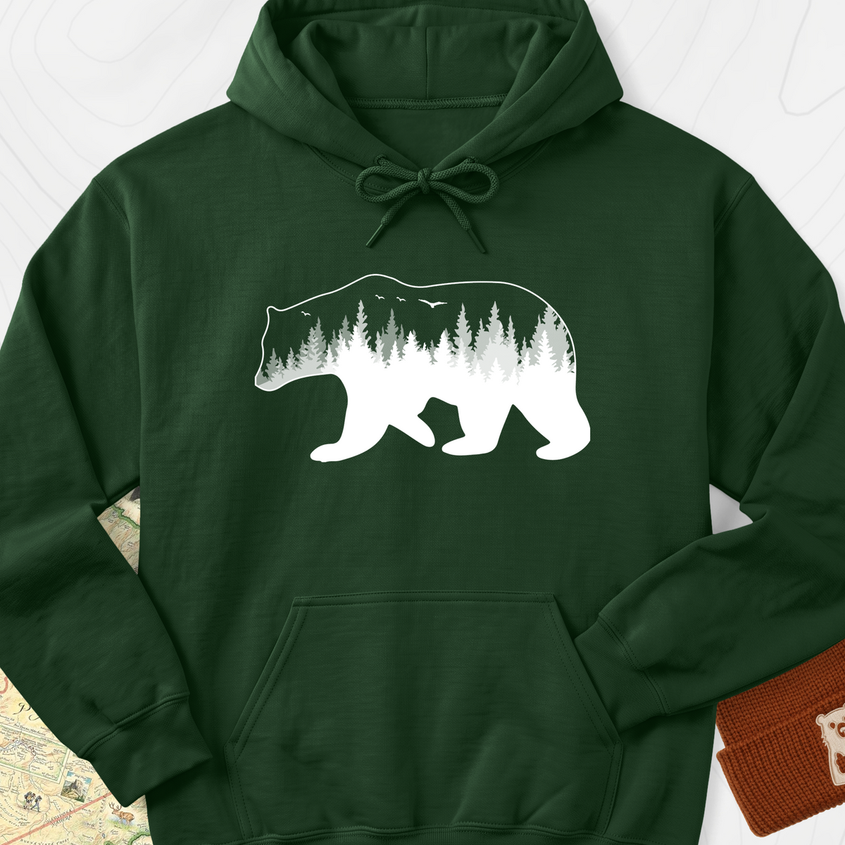 Bear Hoodie - Forest Green