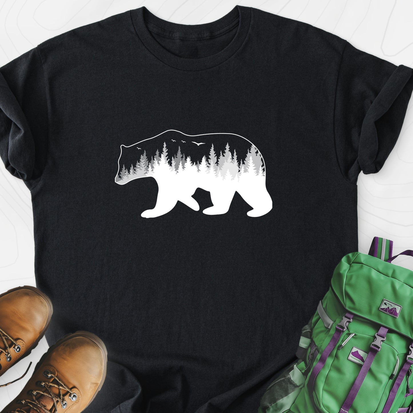 Bear Black front print lightweight T-shirt