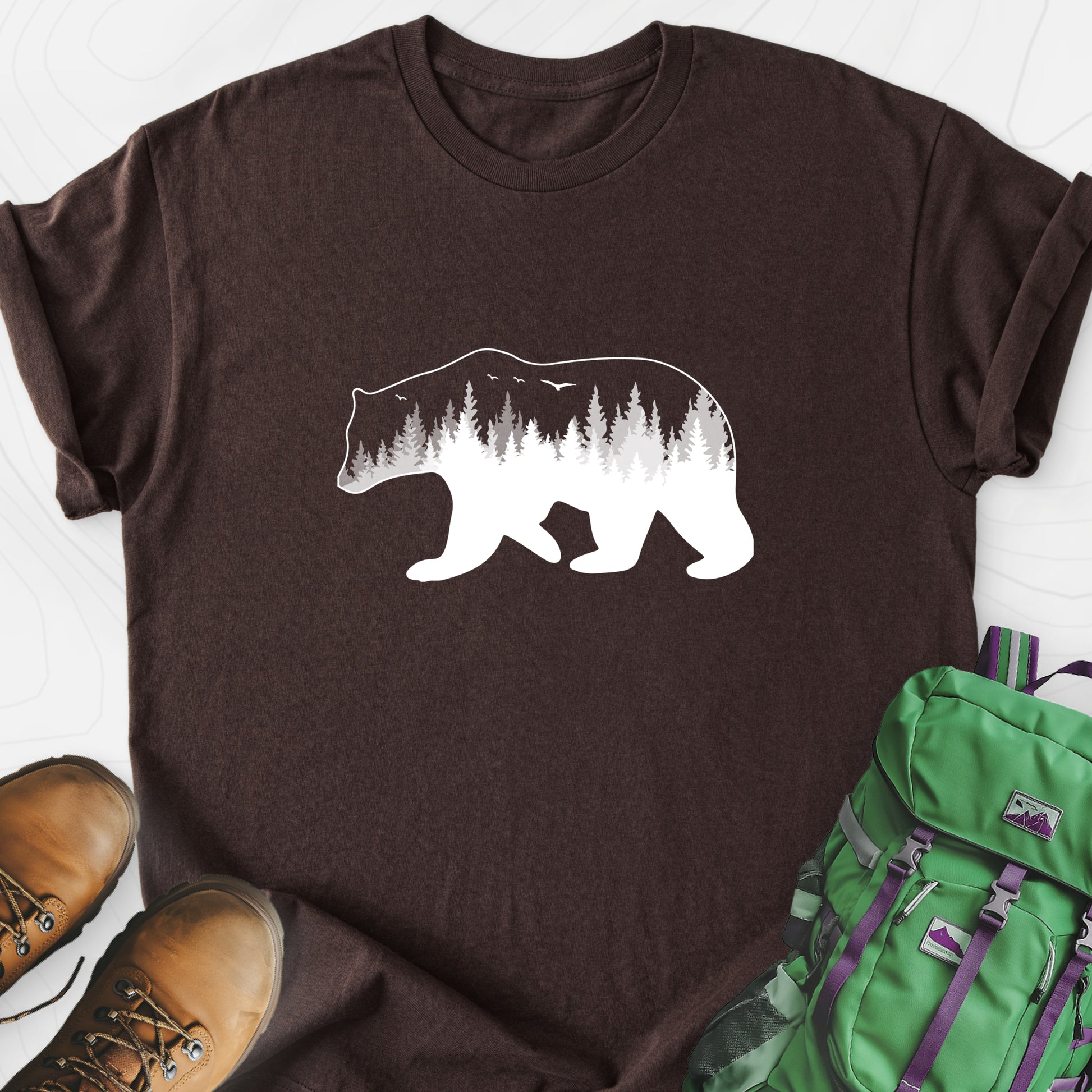 Bear Dark Chocolate front print lightweight T-shirt