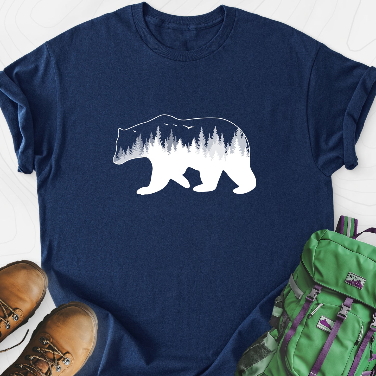 Bear Navy front print lightweight T-shirt