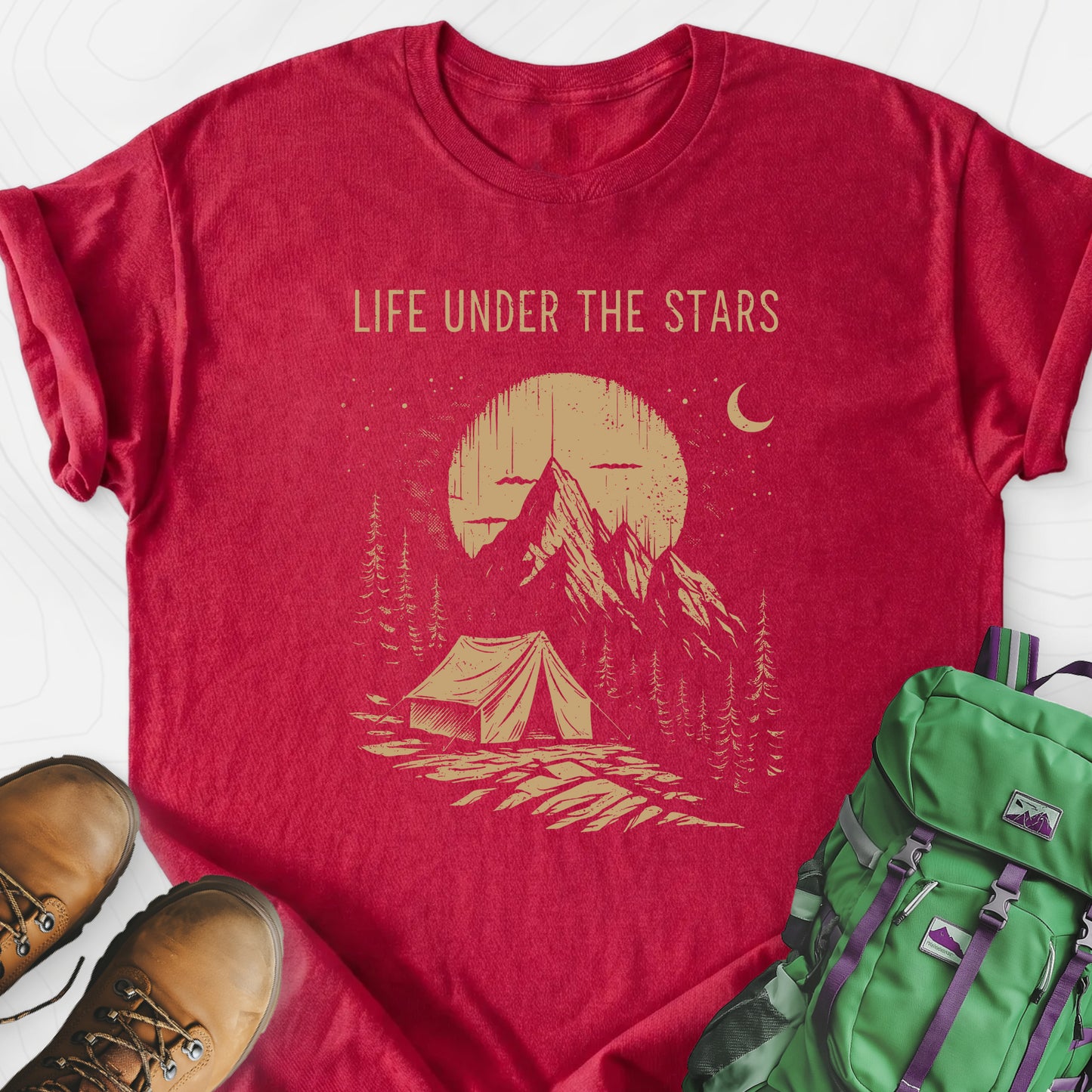 Life Under the Stars Heather Red front print lightweight T-shirt