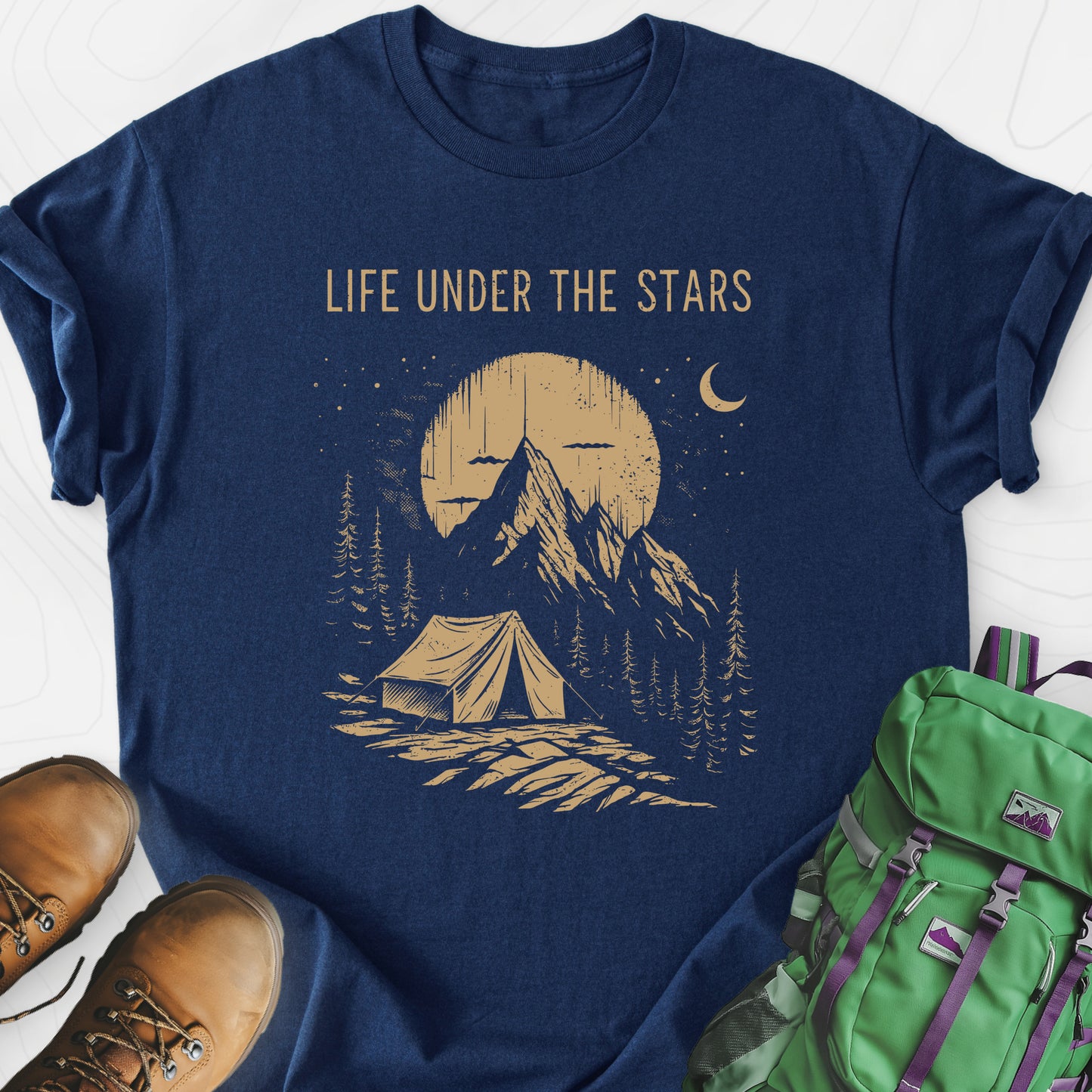 Life Under the Stars Navy front print lightweight T-shirt