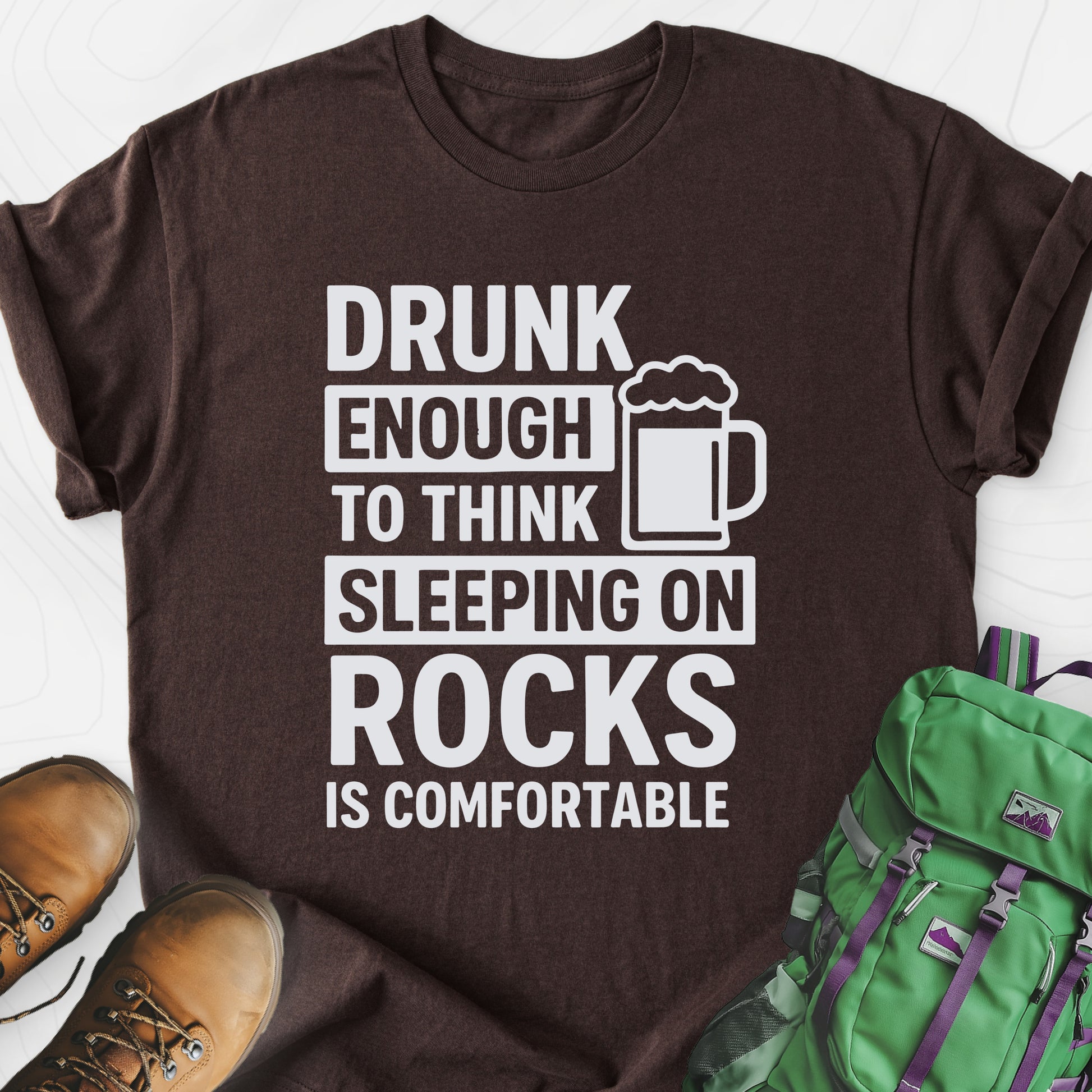Drunk Enough Dark Chocolate front print lightweight T-shirt