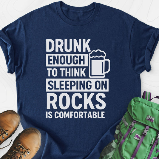 Drunk Enough Navy front print lightweight T-shirt