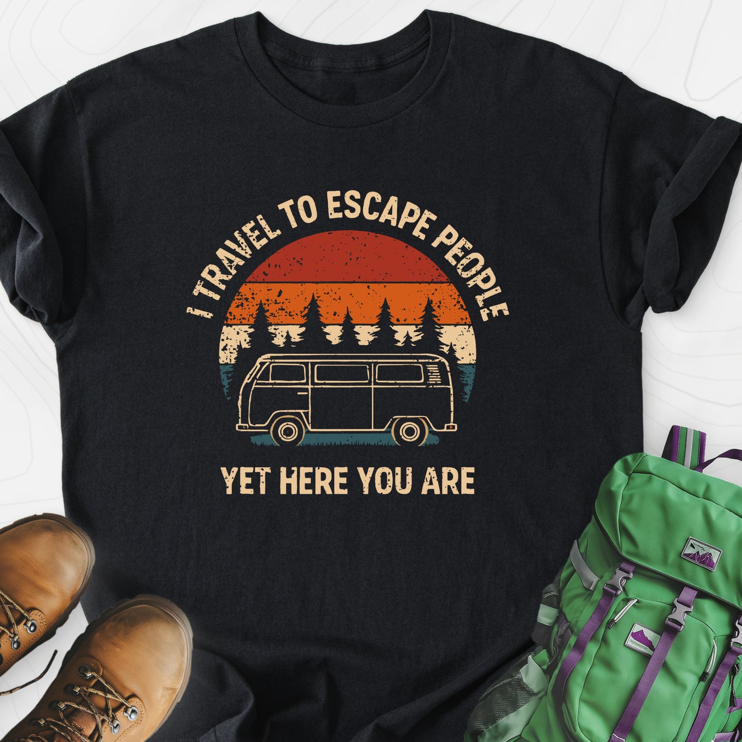 Escape People Black front print lightweight T-shirt