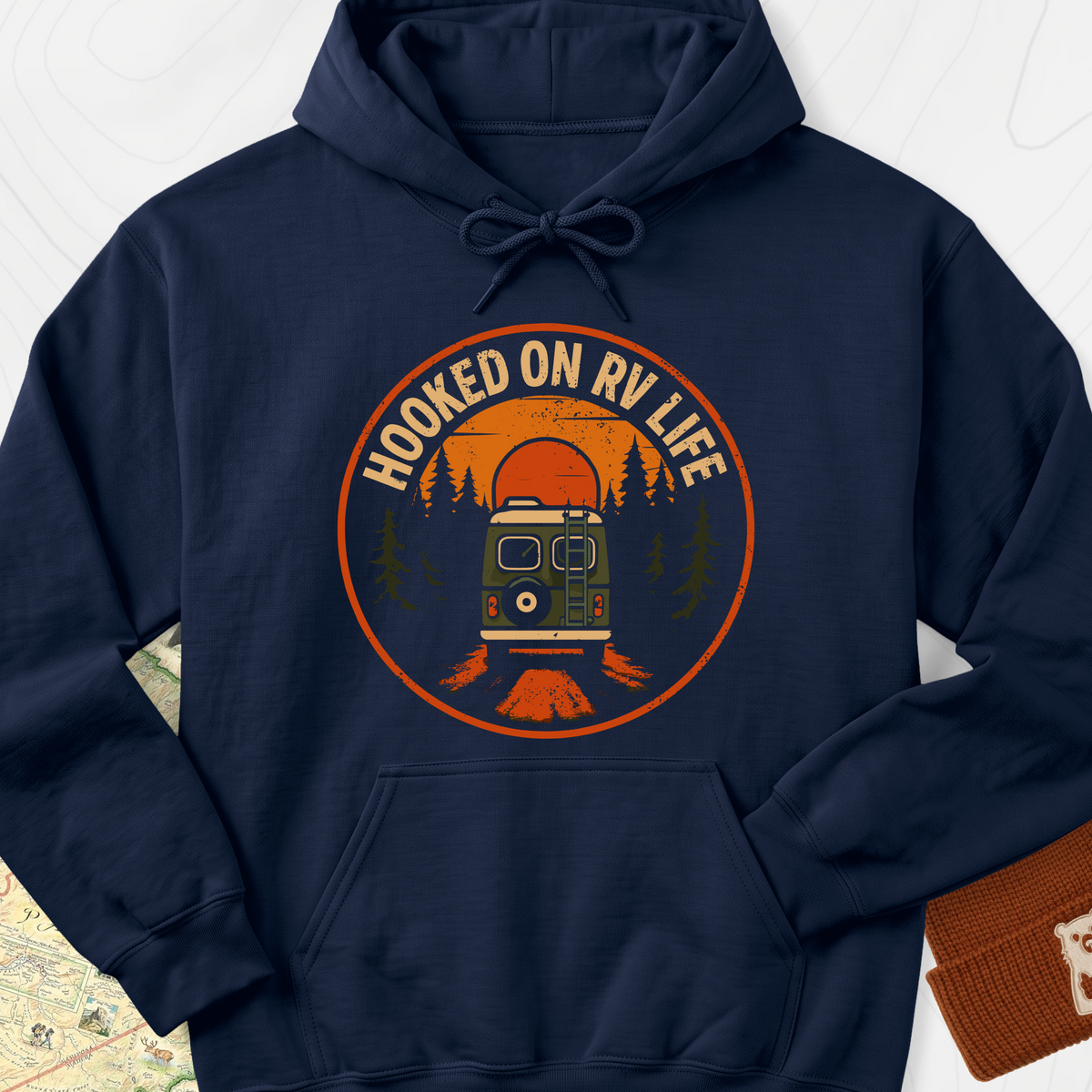 Hooked on RV Life Hoodie - Navy