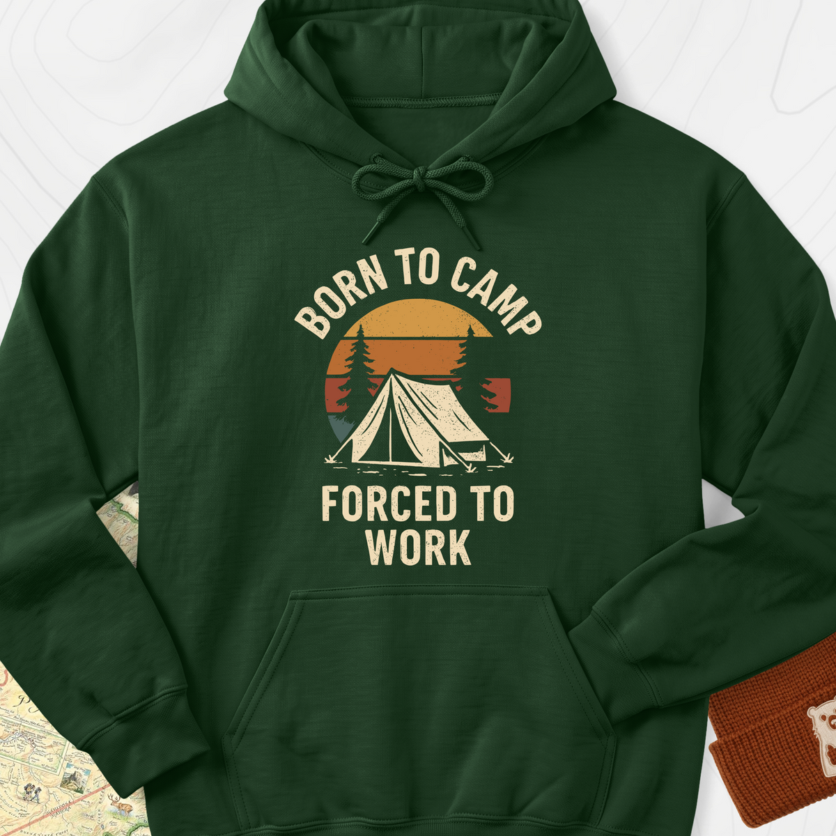 Born to Camp Hoodie - Forest Green