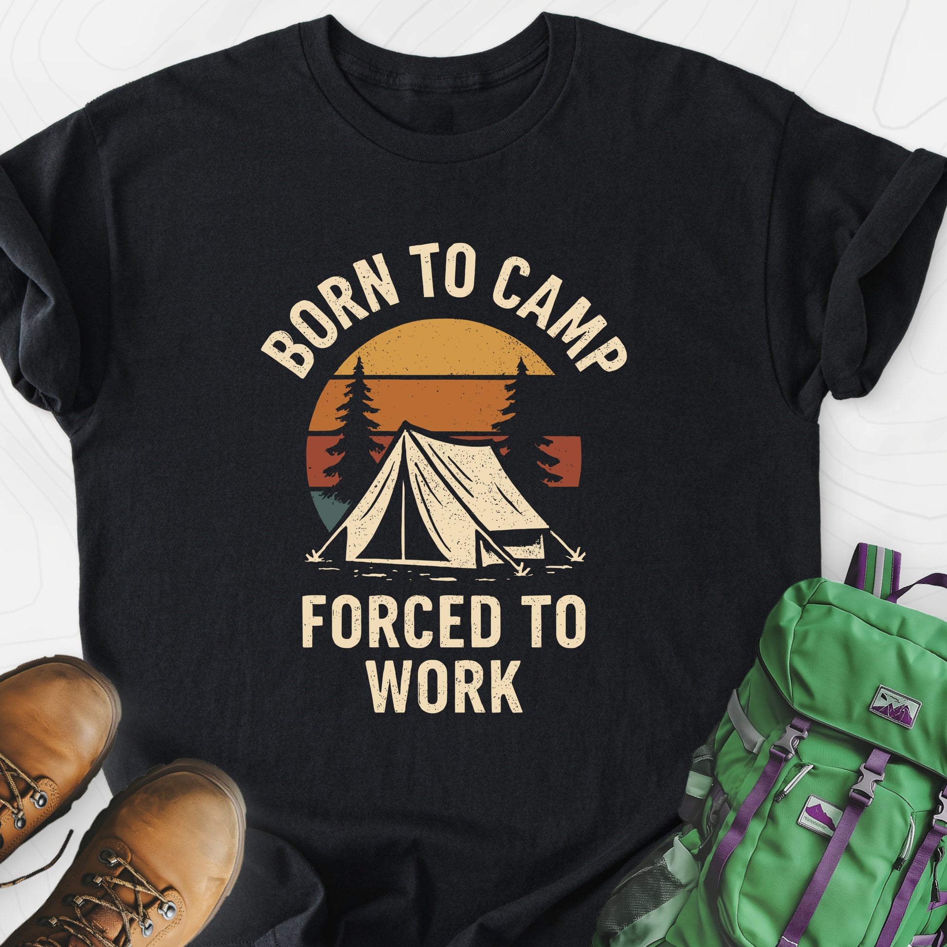 Born to Camp Black front print lightweight T-shirt