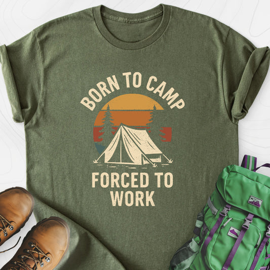 Born to Camp Military Green front print lightweight T-shirt